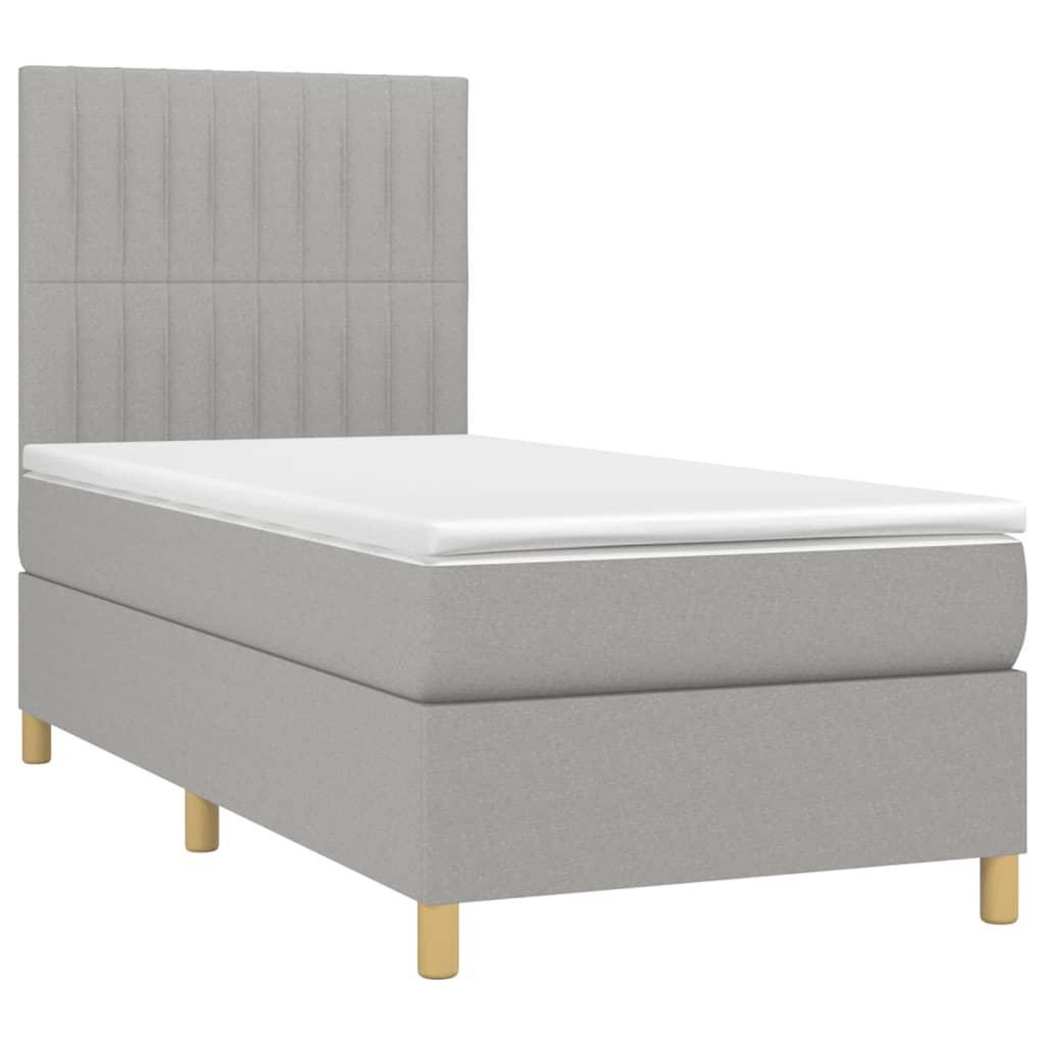 Voir la diapositive 3 : VIDAXL Sommier a lattes de lit avec matelas Gris clair 80x200 cm Tissu