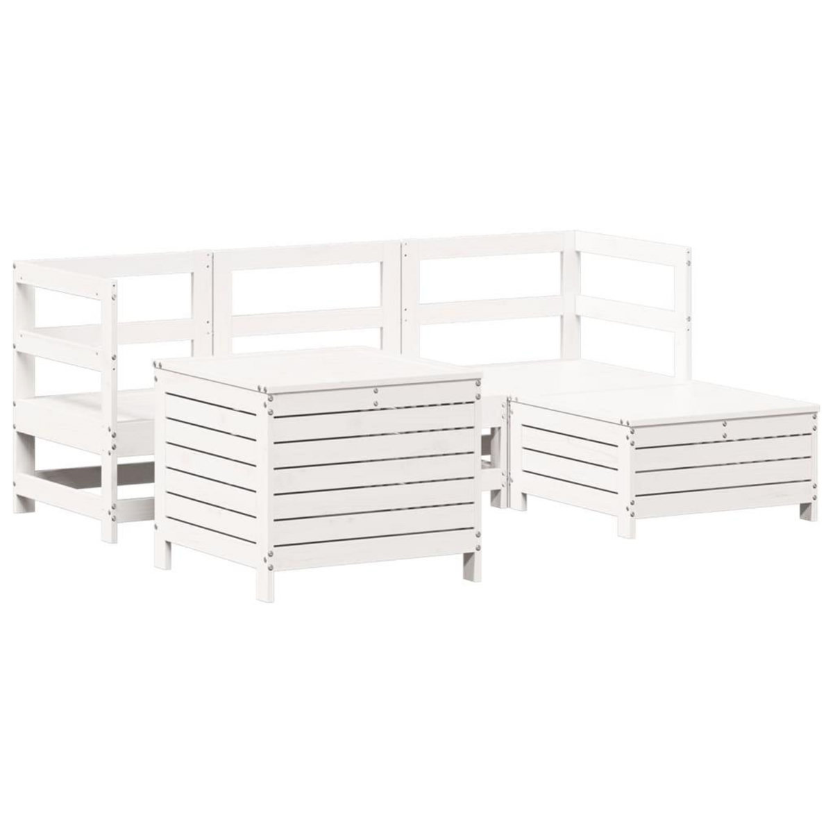 VIDAXL Salon de jardin 5 pcs blanc bois massif de pin
