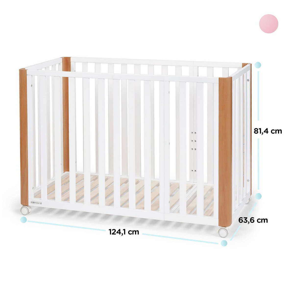KINDERKRAFT Lit bébé multifonction 4 en 1 avec matelas et roulettes pour un usage pratique