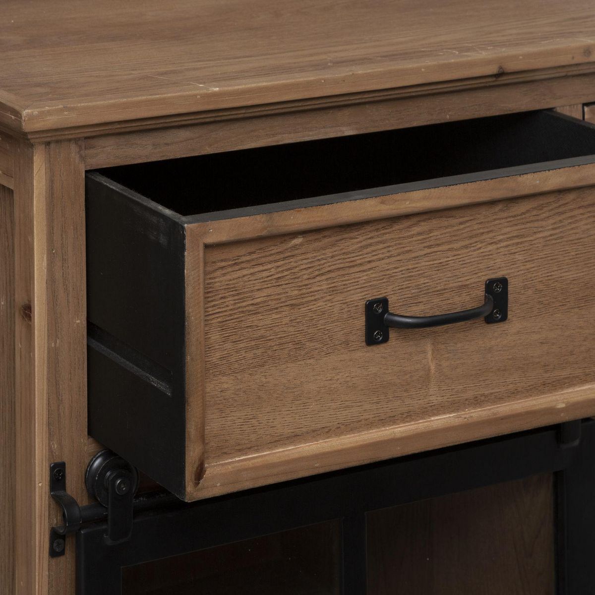 ATMOSPHERA Buffet d'intérieur 2 Portes 4 Tiroirs Danik - Noir et bois