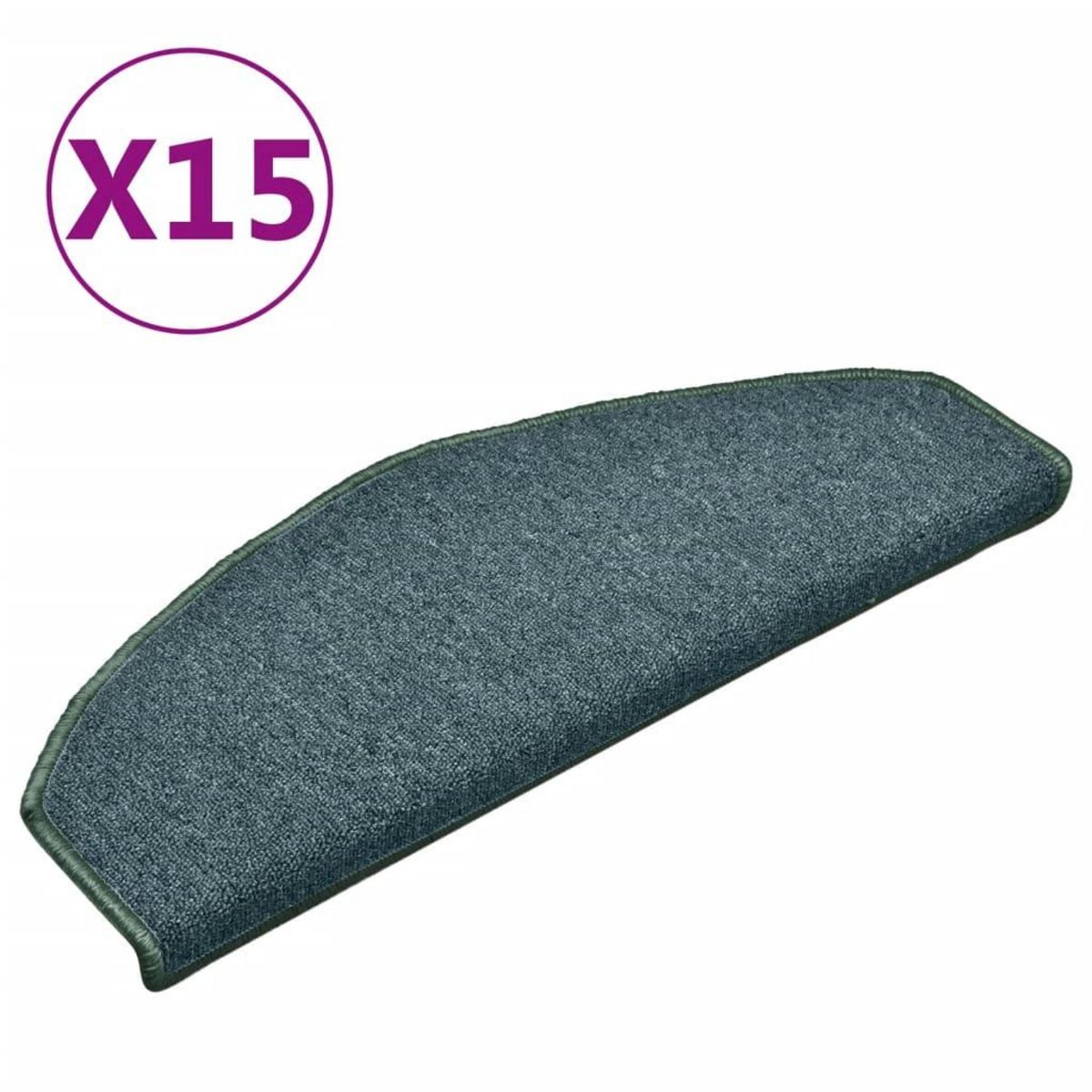 VIDAXL Tapis de marches d'escalier 15 pcs Vert fonce 65x24x4 cm
