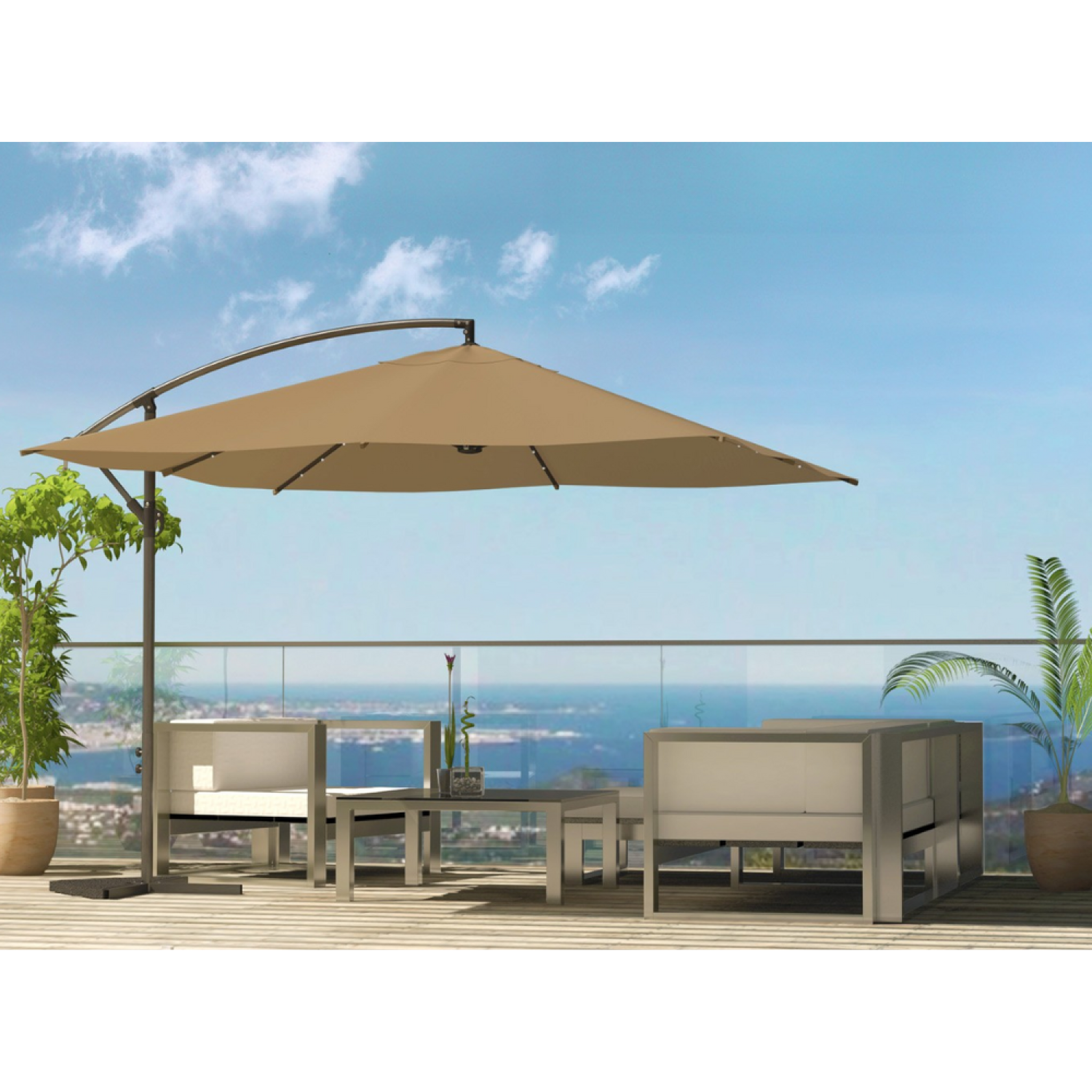Voir la diapositive 4 : CONCEPT USINE Parasol marron droit carré 3 x 3 m led SOLENZARA