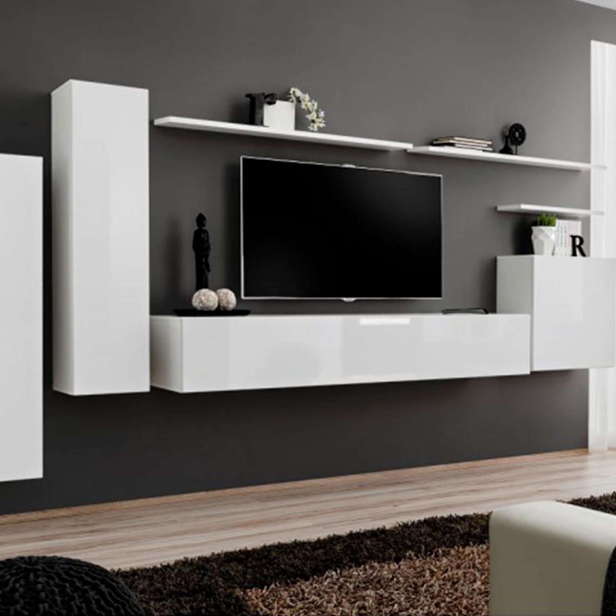Paris Prix Meuble tv mural design  switch i  330cm blanc