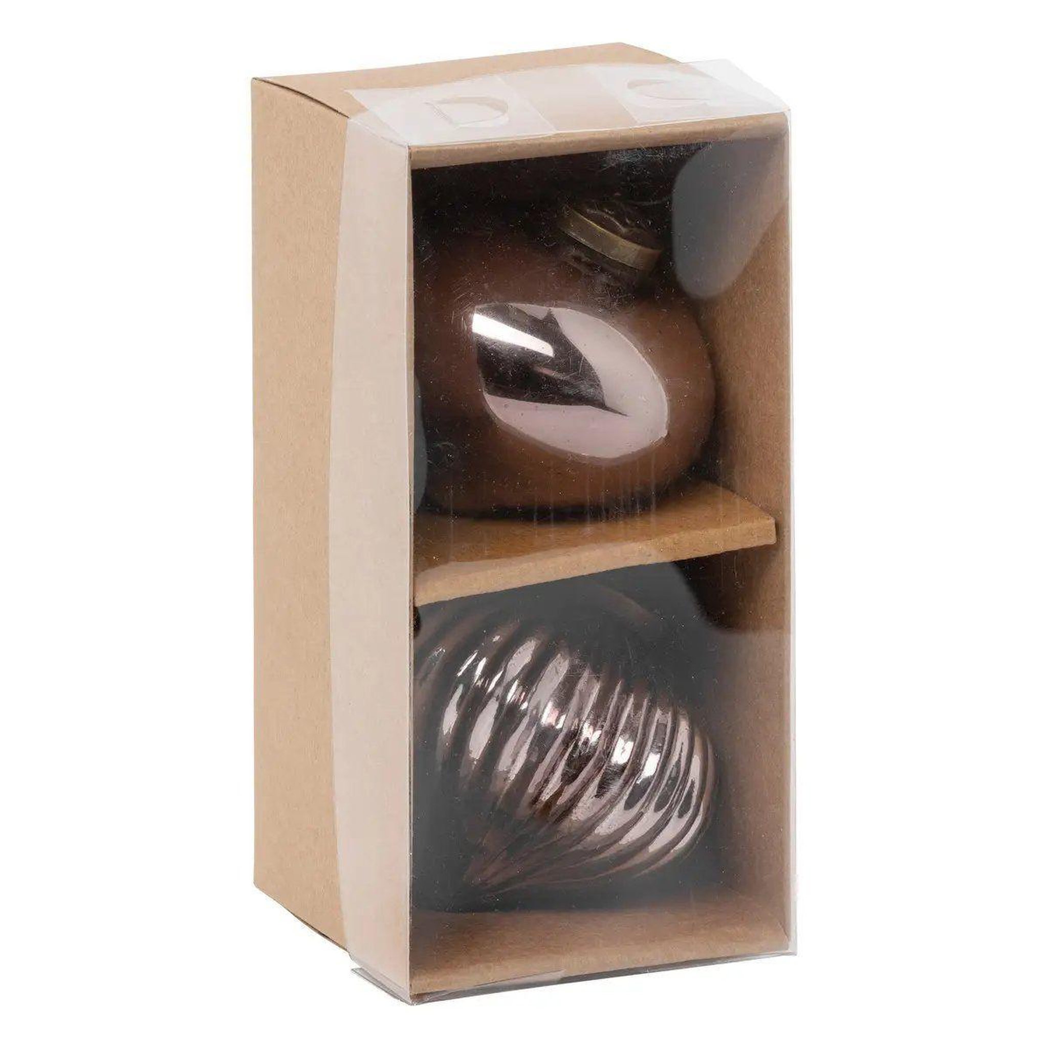 Voir la diapositive 5 : ATMOSPHERA Lot de 2 boules de noël en verre  goutte  8cm marron