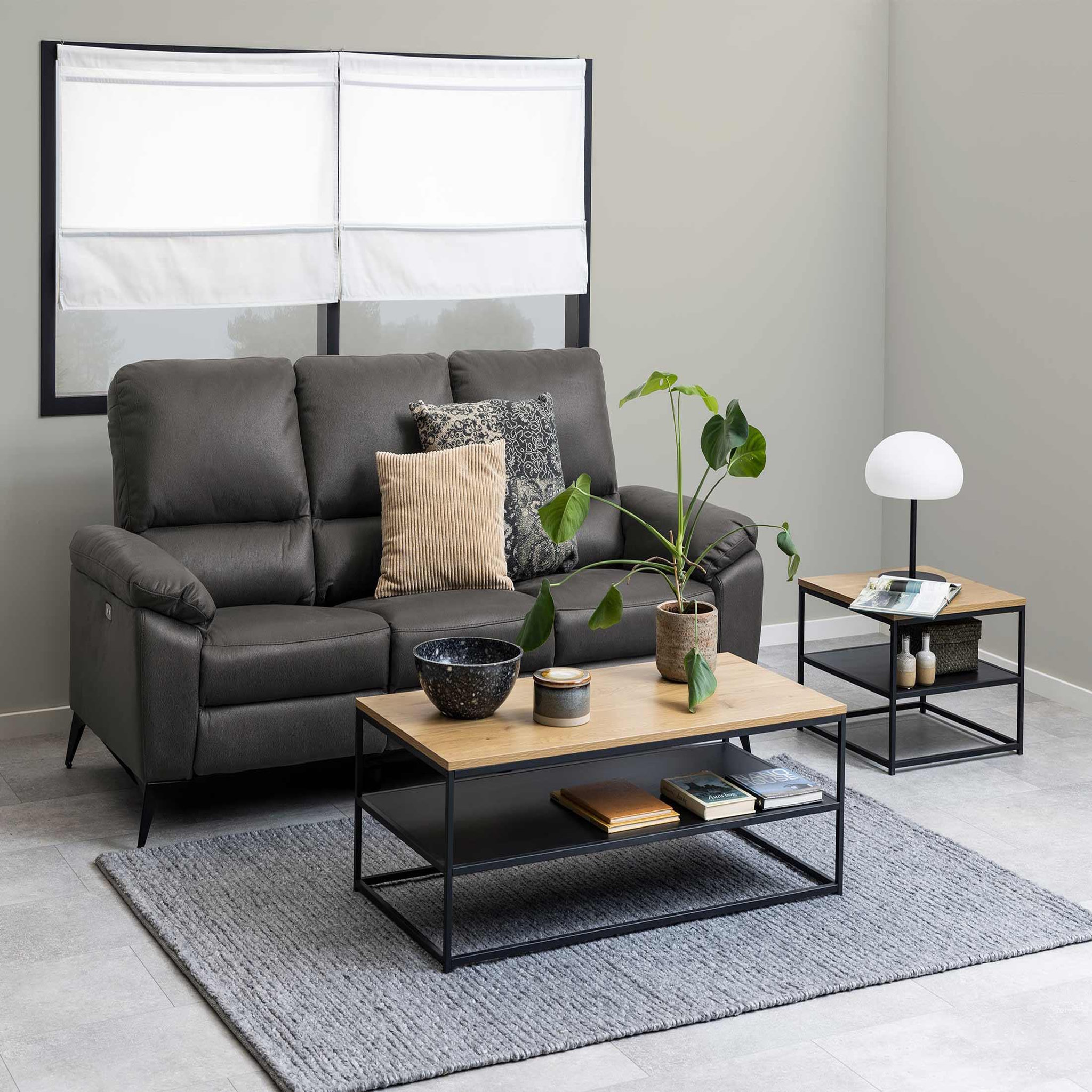 LISA DESIGN Salida - table basse - effet bois et métal noir - 120 cm. Coloris disponibles : Marron