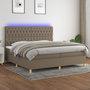 Voir la diapositive 1 : VIDAXL Sommier a lattes de lit et matelas et LED Taupe 200x200cm Tissu