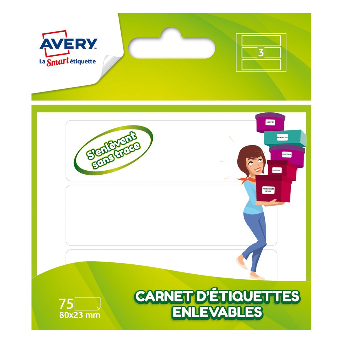 Carnet de 75 étiquettes 80x23mm - blanc