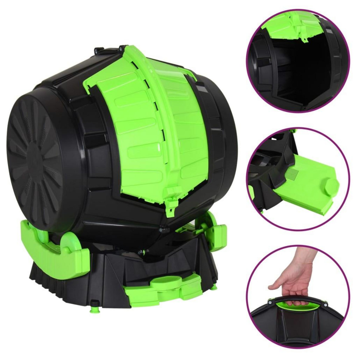 VIDAXL Composteur a tambour 49,5x44,5x57 cm 50 L