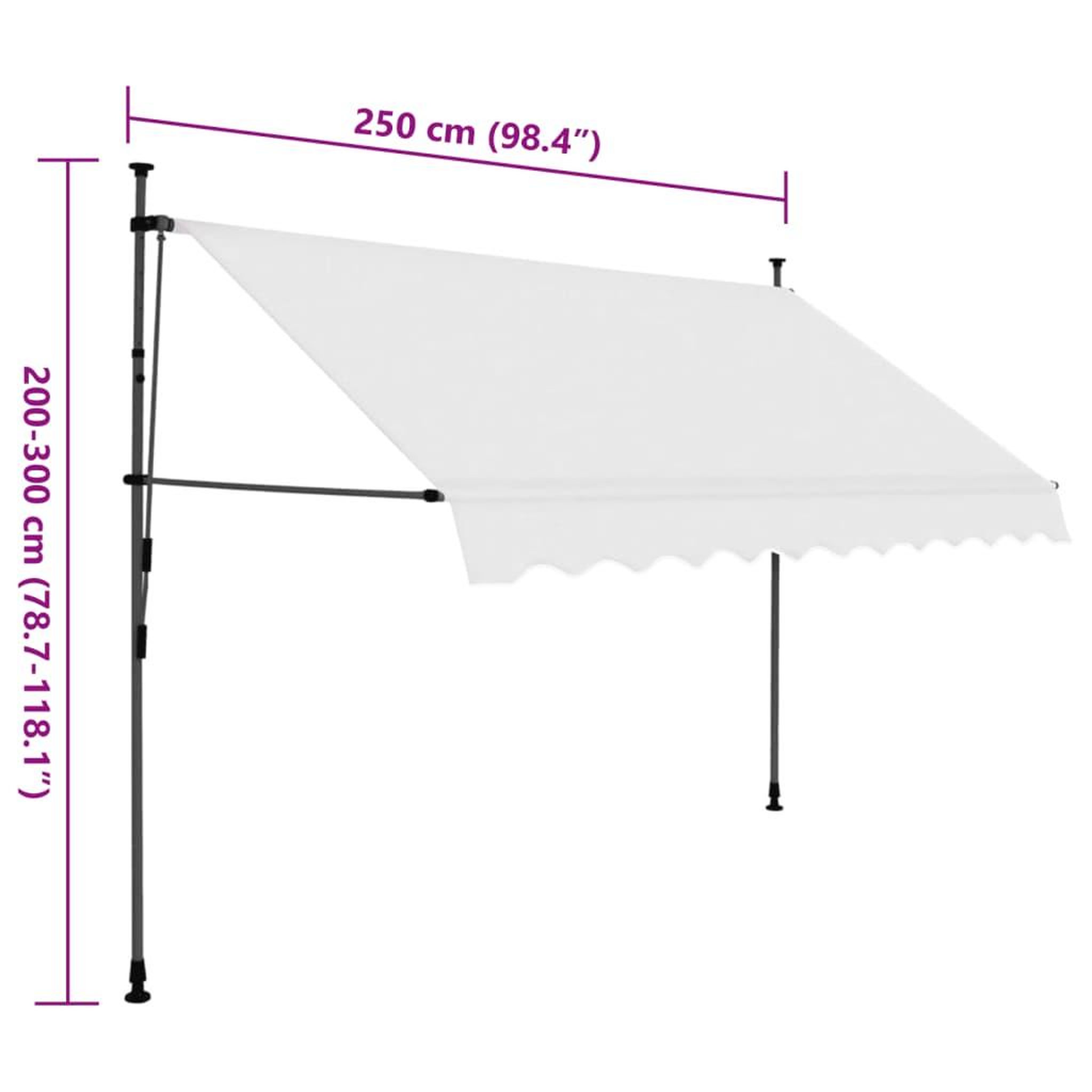 Voir la diapositive 6 : VIDAXL Auvent manuel retractable avec LED 250 cm Creme