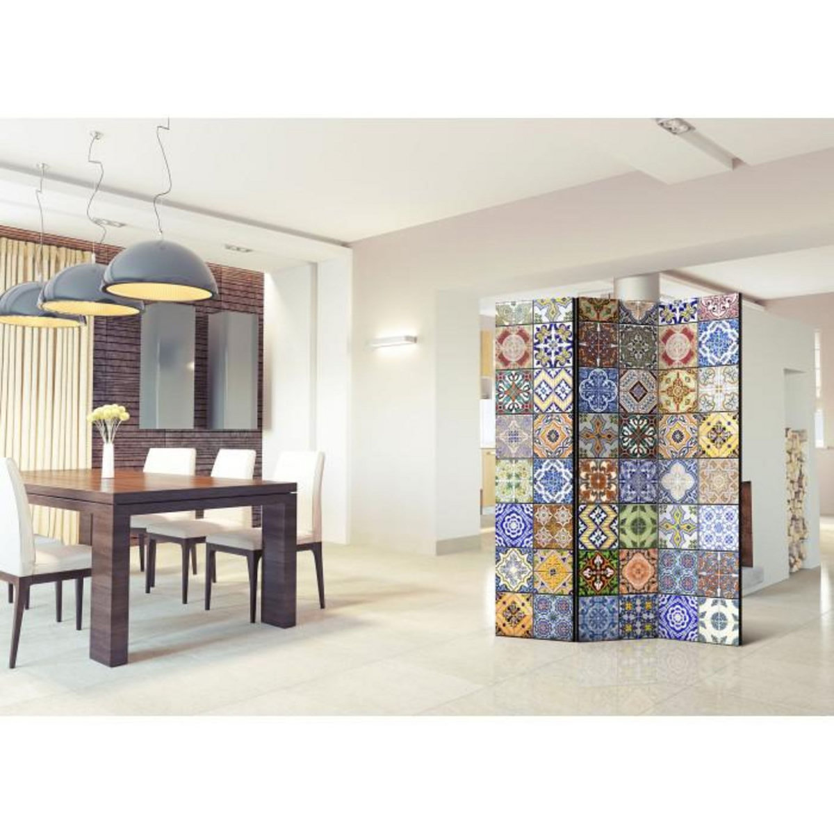 Paris Prix Paravent 3 Volets  Paravent : Mosaïque Colorée  135x172cm