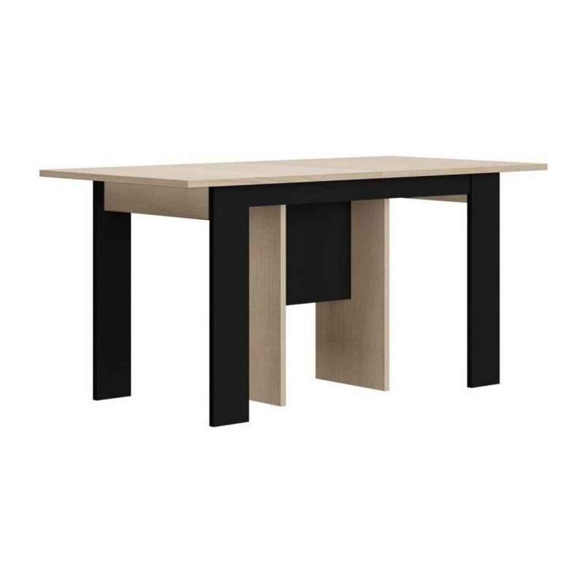DIAGONE Table console extensible - DIAGONE - EXIT - Chene clair / Noir - Jusqu'a 14 couverts - 160/295 x 80 x 77 cm