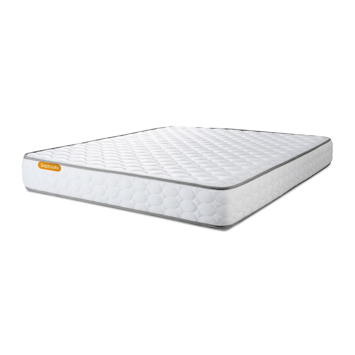 SEPTNUITS Pack matelas Memo + sommier gris + 2 oreillers mémoire de forme