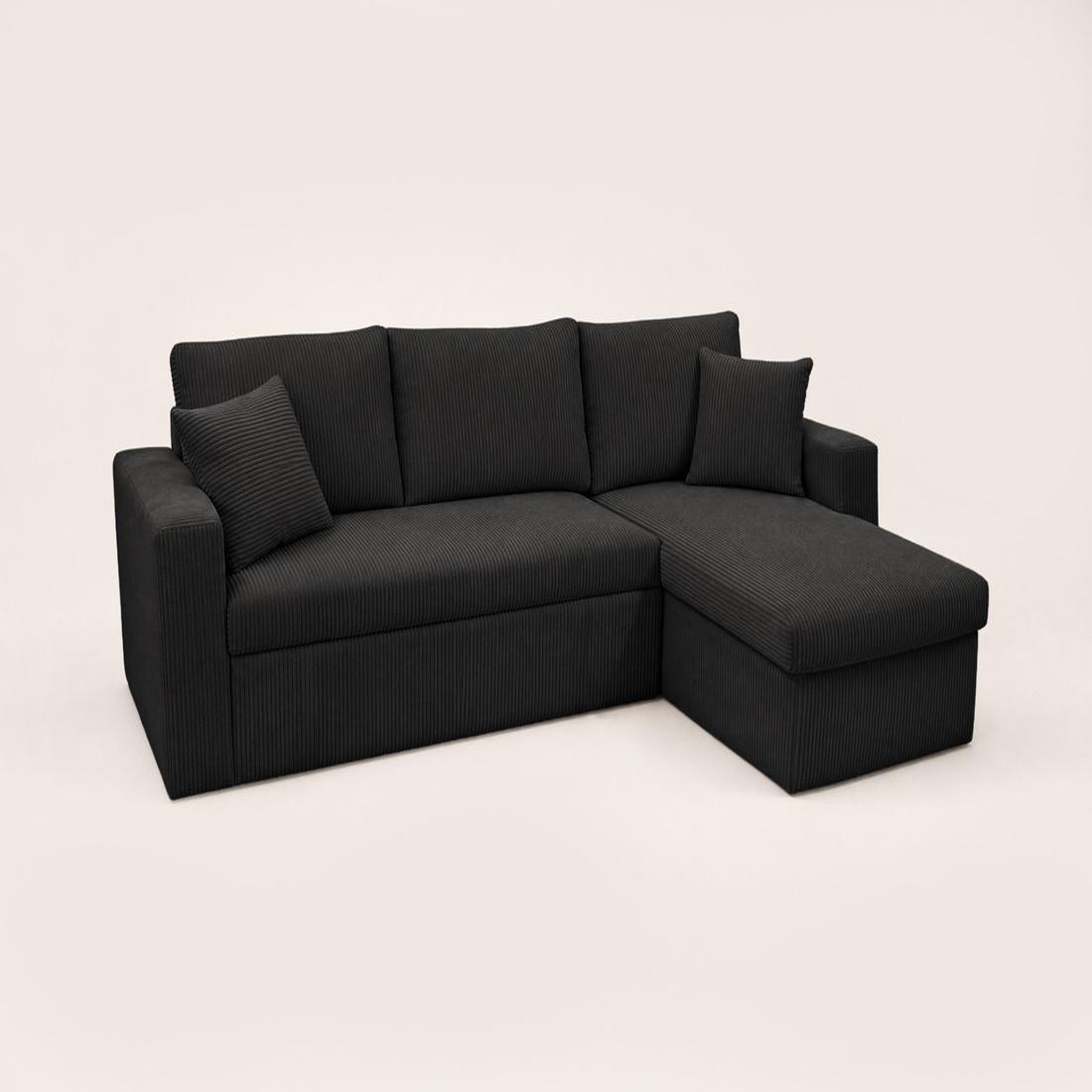 Voir la diapositive 5 : BEST MOBILIER Cyrus - canapé d'angle réversible 4 places - convertible avec coffre - en velours côtelé