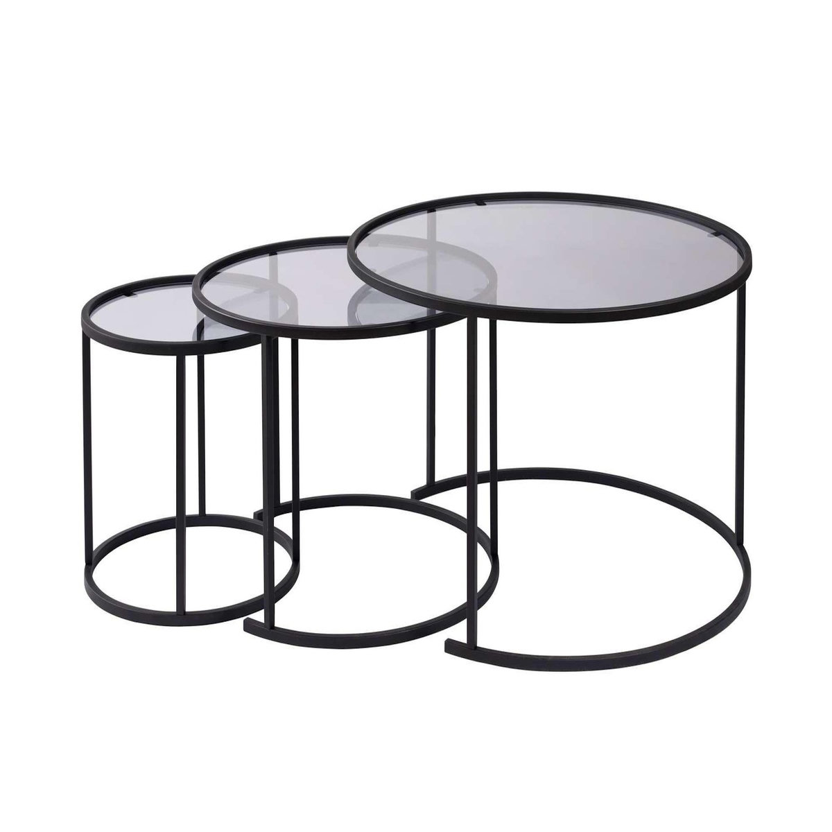 Habitat et Jardin Lot de 3 tables basses en métal  Aurum  -  80 x 80 x 43 cm - Noir Gris
