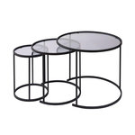 Habitat et Jardin Lot de 3 tables basses en métal  Aurum  -  80 x 80 x 43 cm - Noir Gris