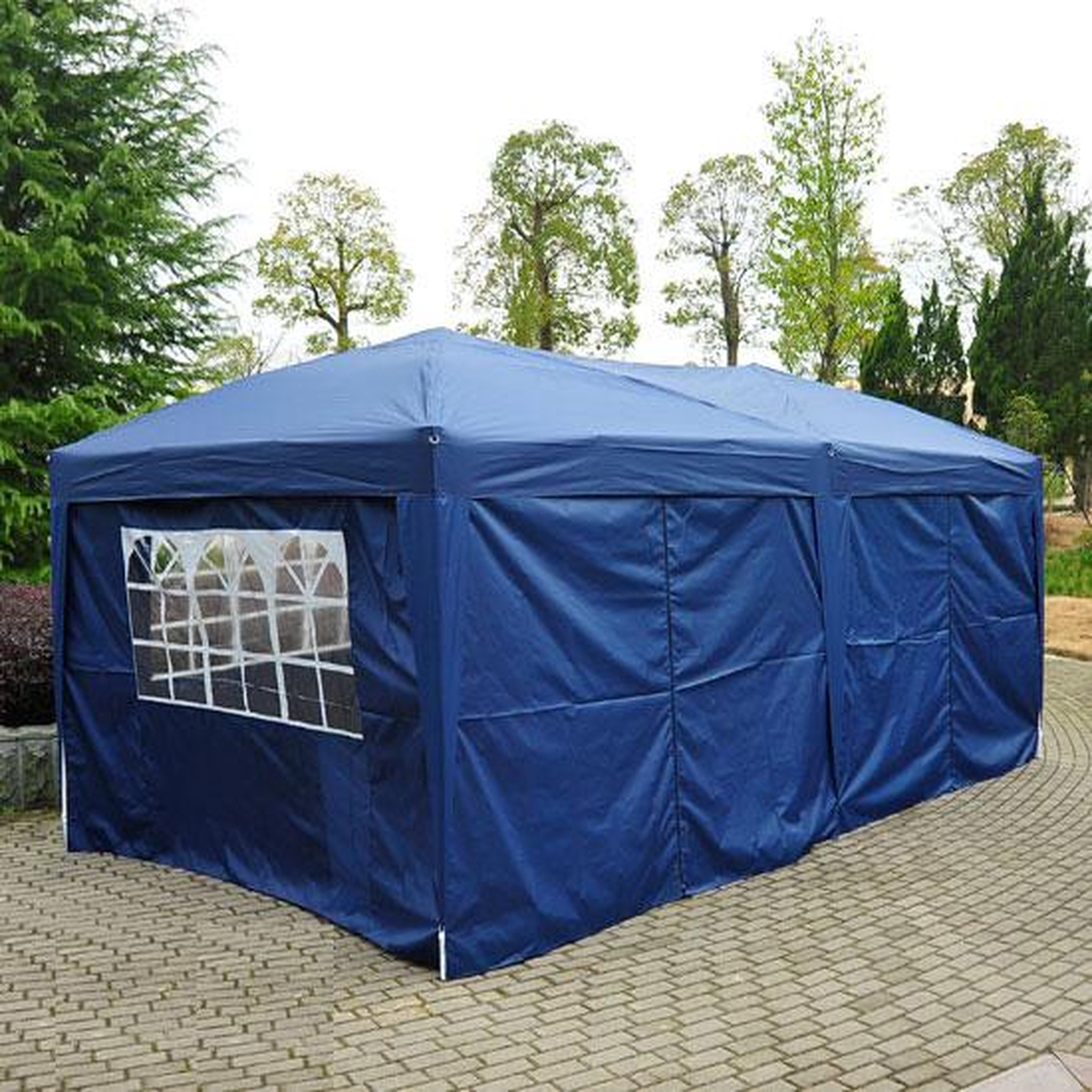 Voir la diapositive 5 : HOMCOM Tonnelle tente de reception pliante pavillon chapiteau barnum 5,91L x 2,97l x 2,55H cm bleu cote demontables