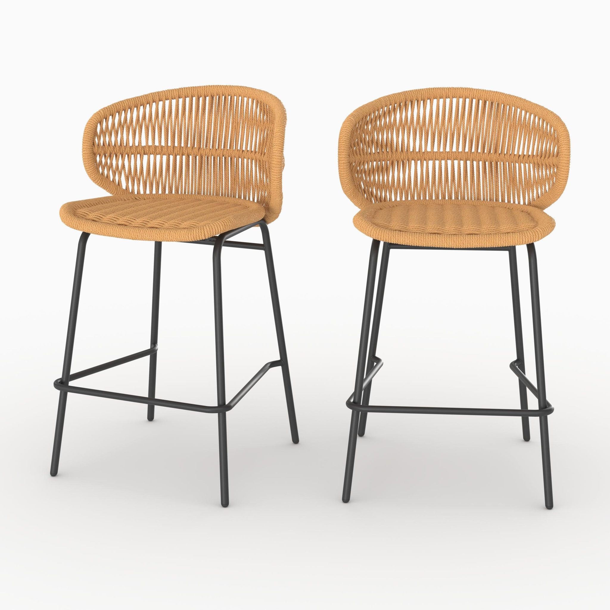 MAISON PAVANE Lot de 2 chaises pour îlot central de jardin 65 cm, rotin synthétique-lara