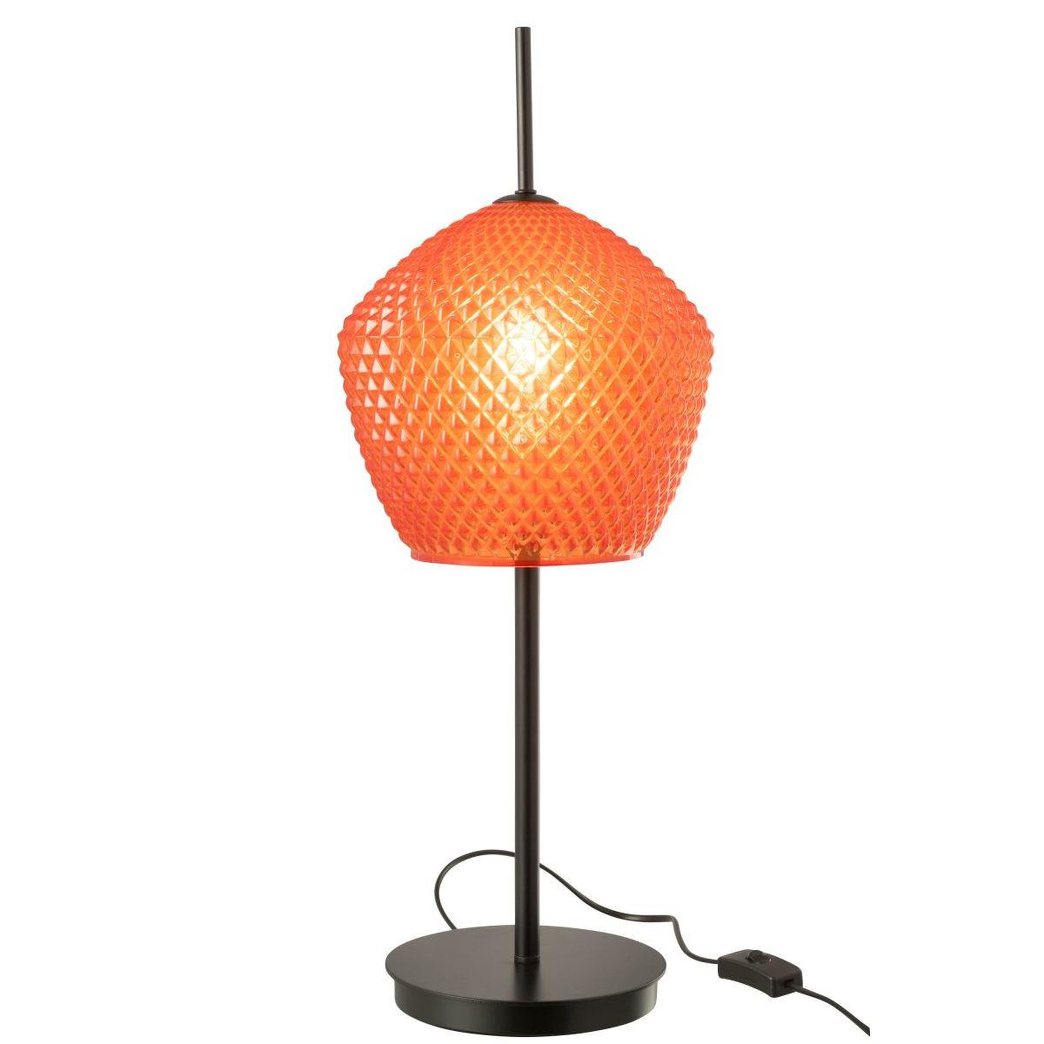 Voir la diapositive 2 : J-LINE Lampe à poser en verre design  jenna  60cm rouge