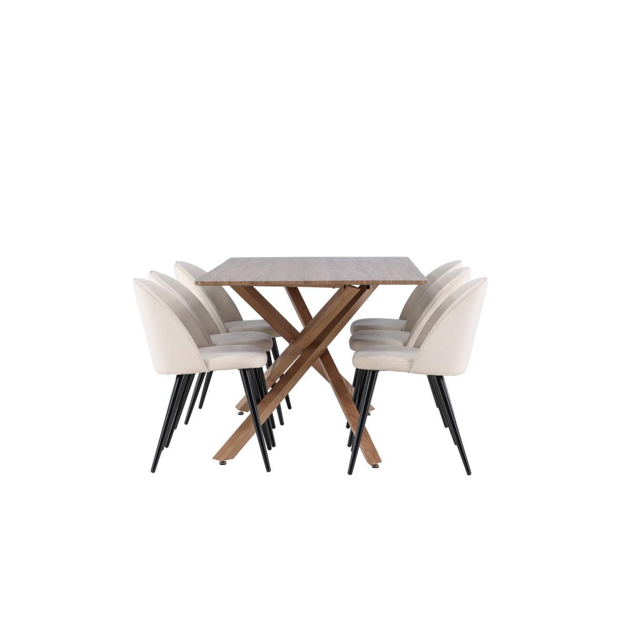 Voir la diapositive 2 : Paris Prix Ensemble table à manger & 6 chaises  piazza  180cm naturel & beige