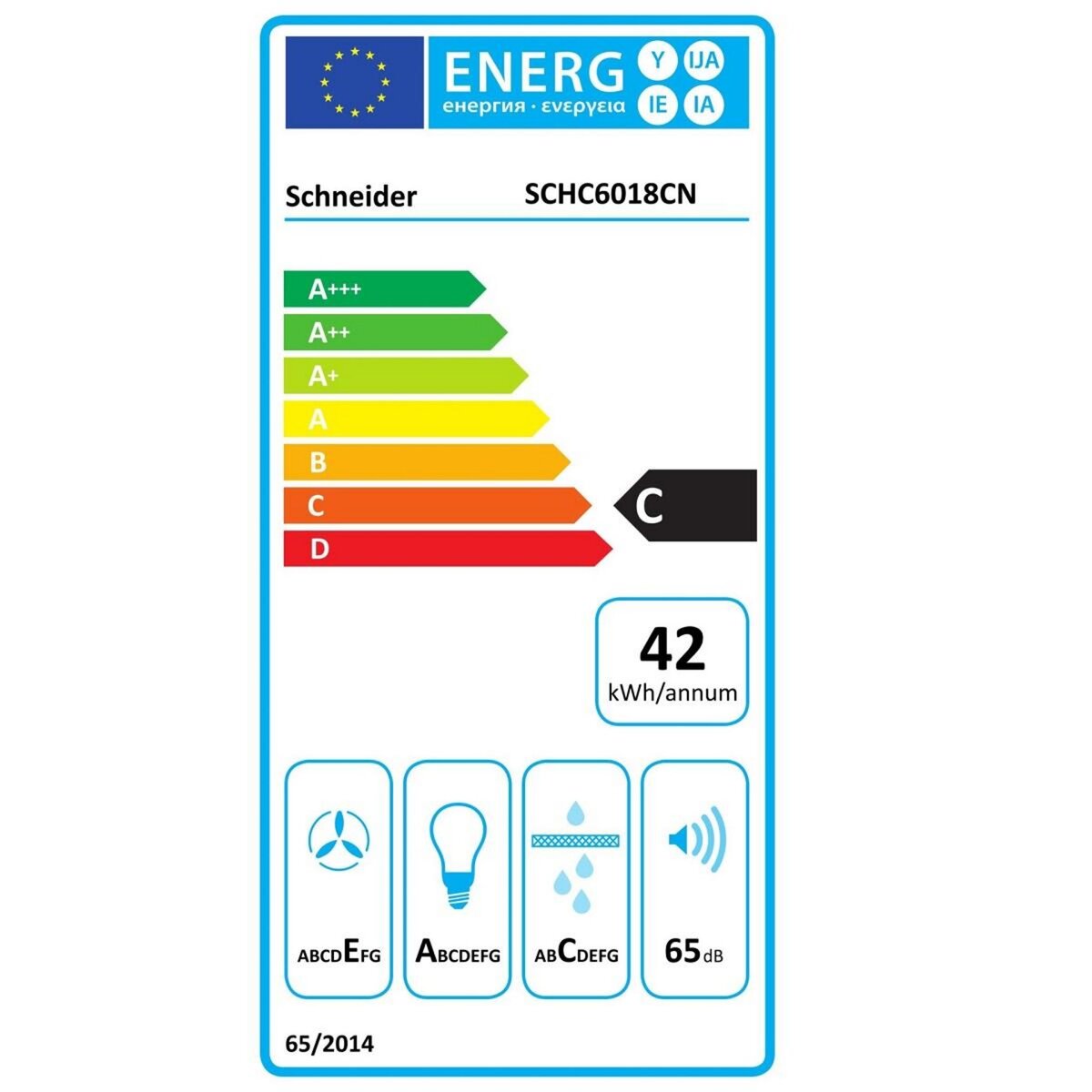 SCHNEIDER Hotte casquette 60cm 177.4 m3/h noir - SCHC6018CN