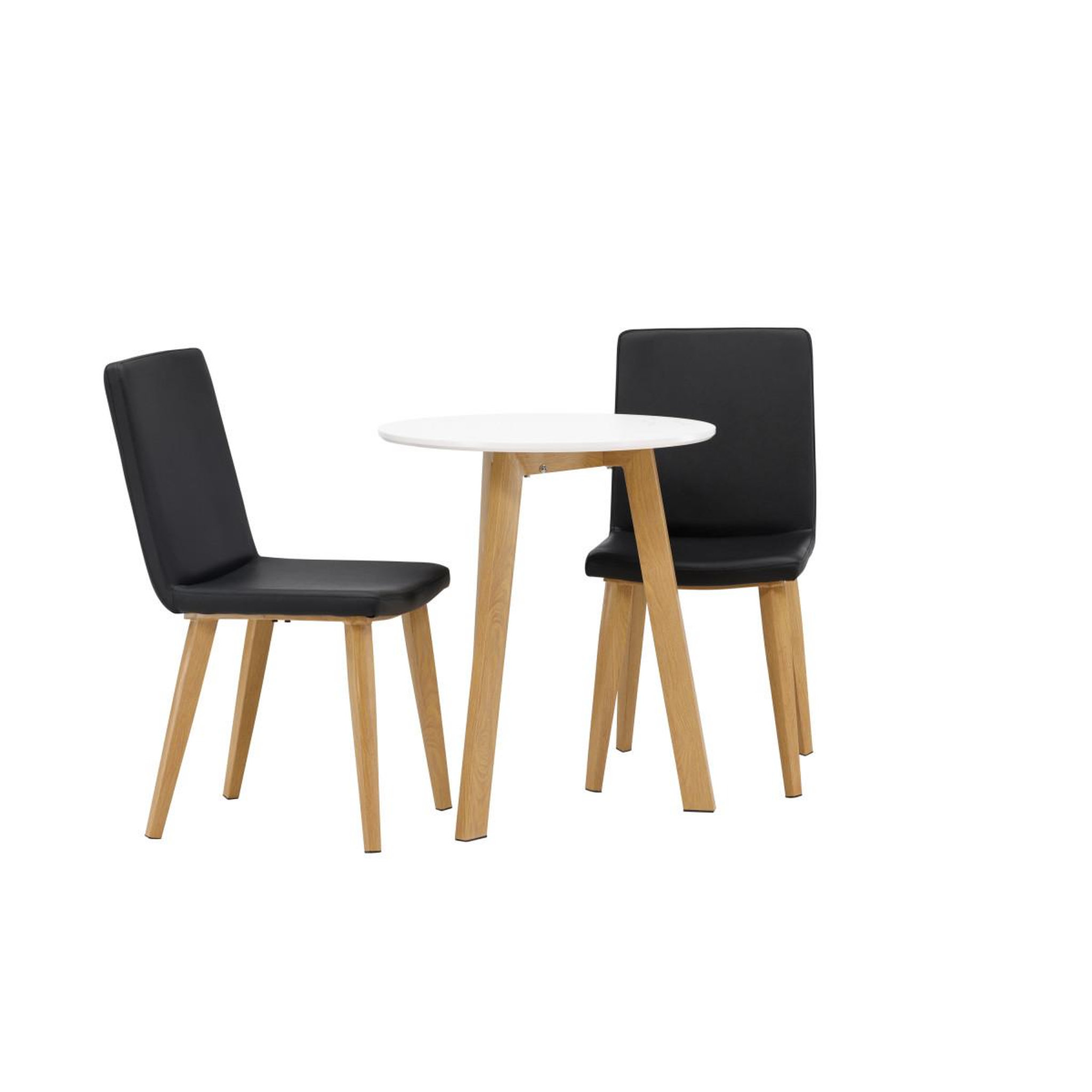 Voir la diapositive 2 : Paris Prix Ensemble table à manger & 2 chaises  leonora & today  65cm blanc & noir