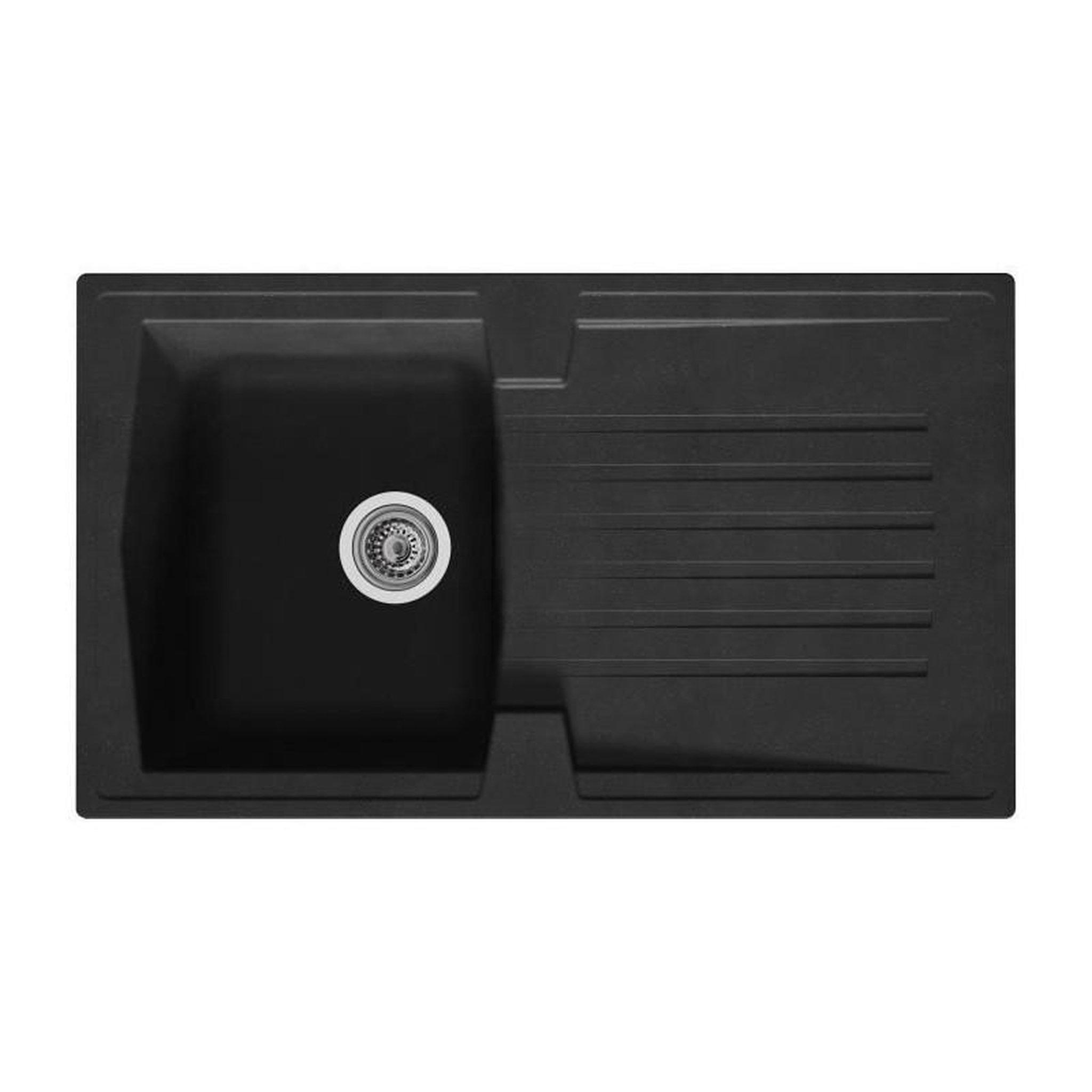 STRADOUR STRADOUR Evier cuisine a encastrer 1 bac + 1 egouttoir Arena - Resine - 86 x 50 cm - Noir