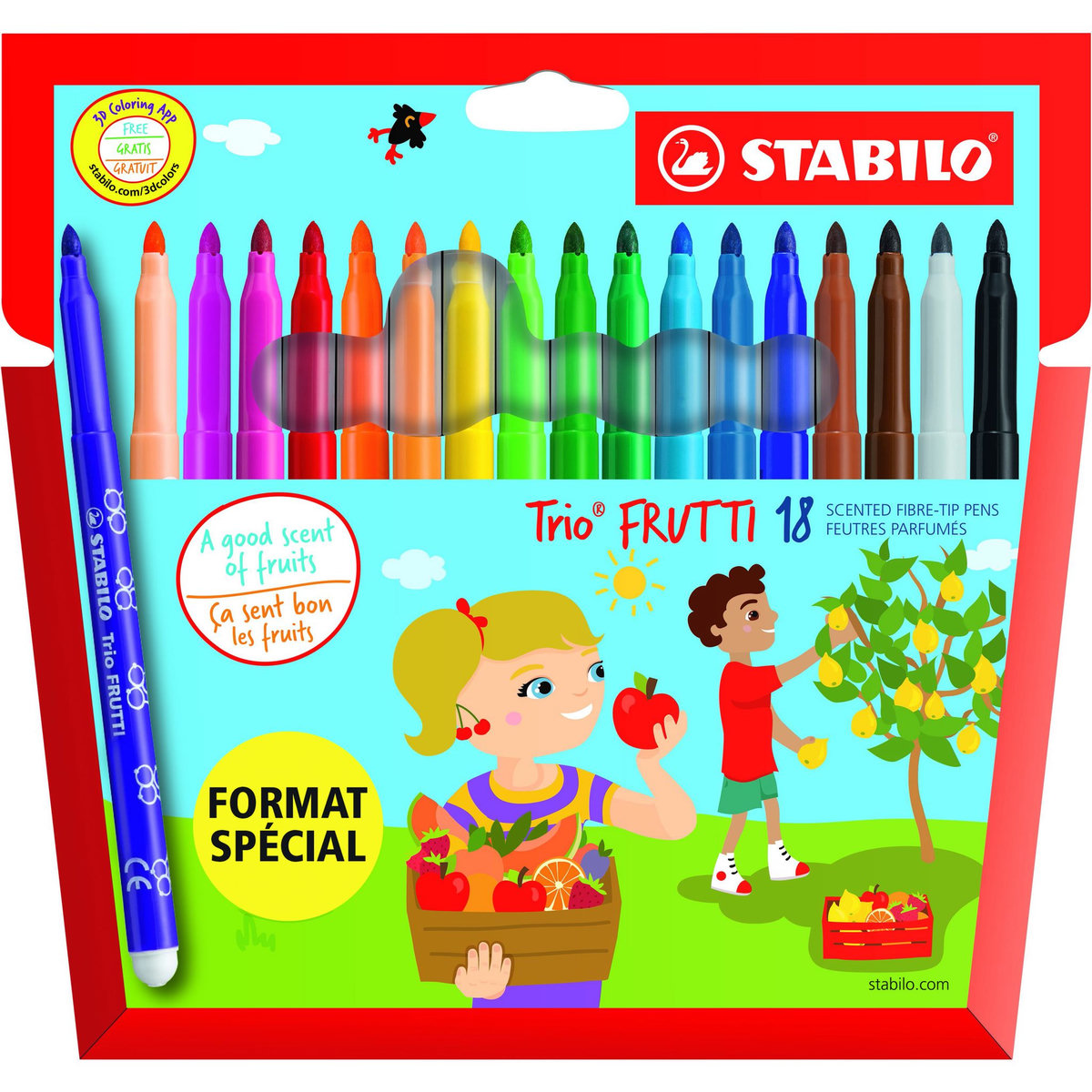 STABILO Boite de 18 feutres de coloriage parfumés pointe moyenne Trio Frutti