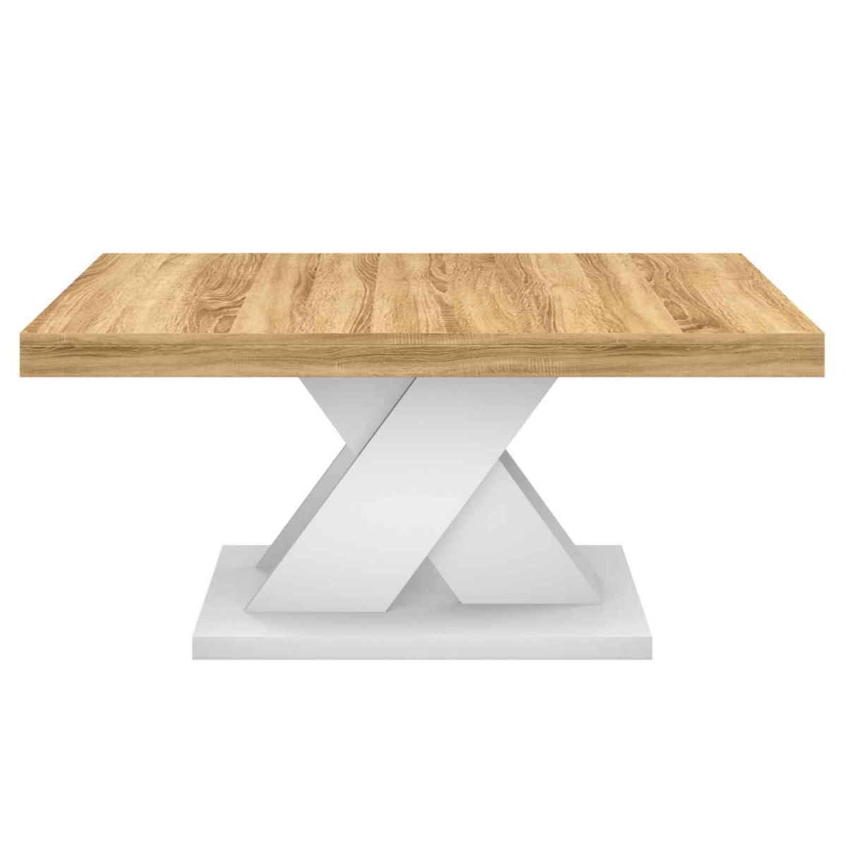 ID MARKET Table basse ALICIA plateau bois et pied X blanc