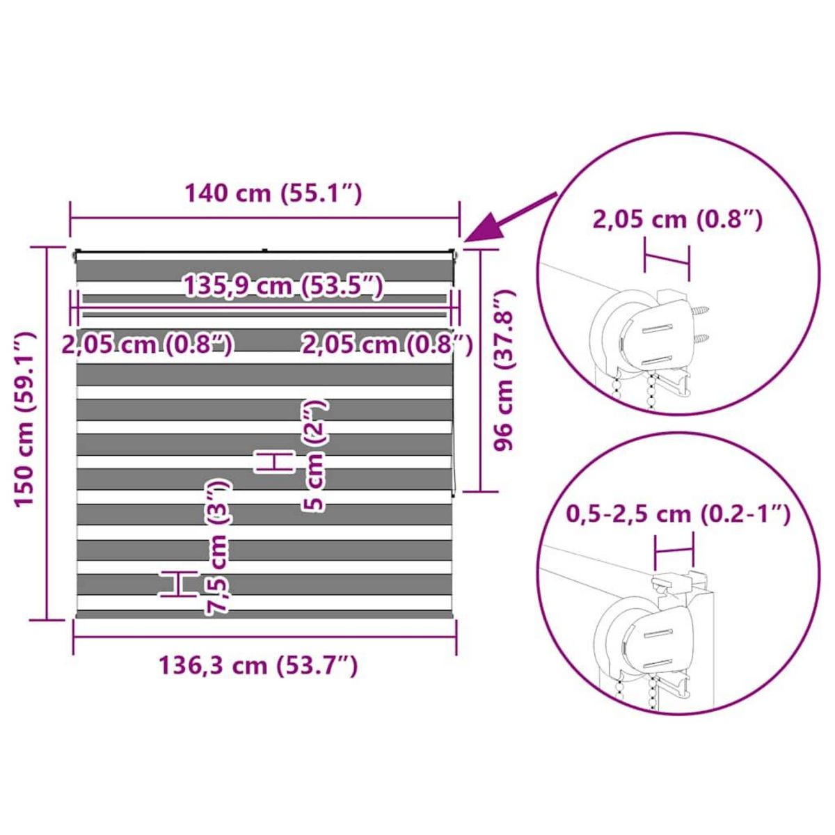 VIDAXL Store zebre beige marbre largeur du tissu 135,9 cm polyester