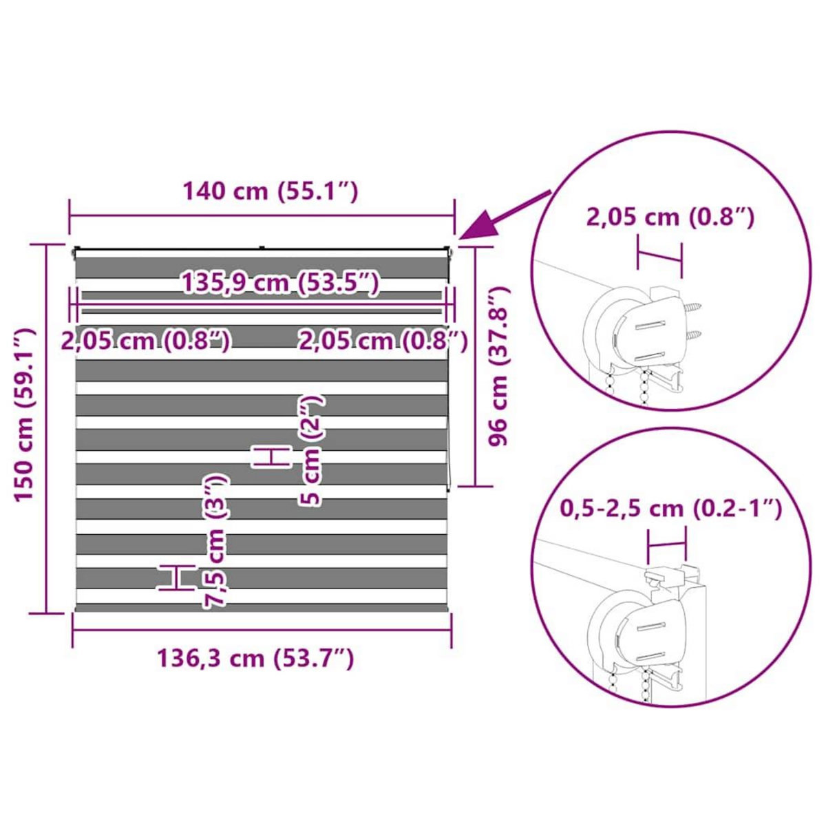 VIDAXL Store zebre beige marbre largeur du tissu 135,9 cm polyester