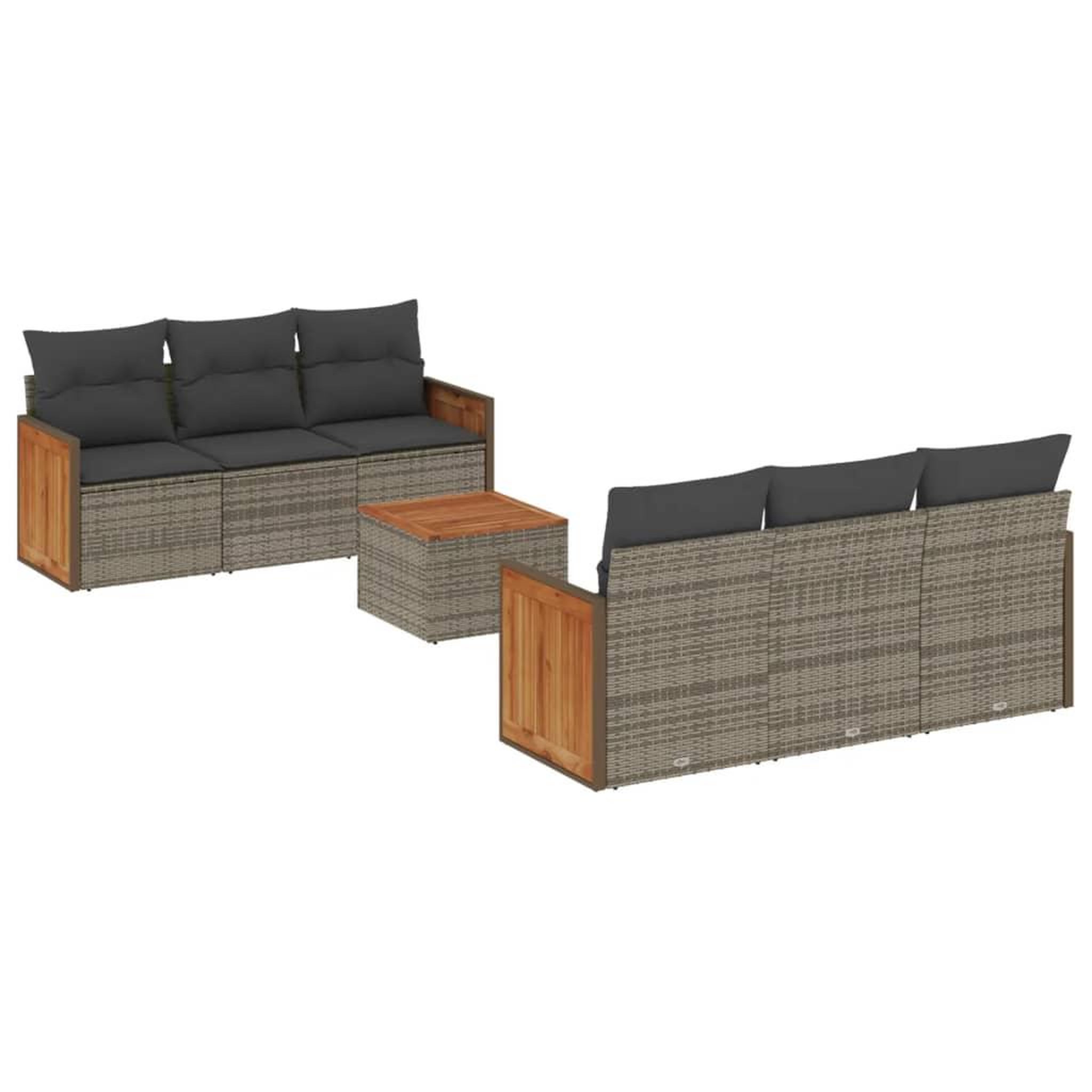 Voir la diapositive 2 : VIDAXL Salon de jardin avec coussins 7 pcs gris resine tressee