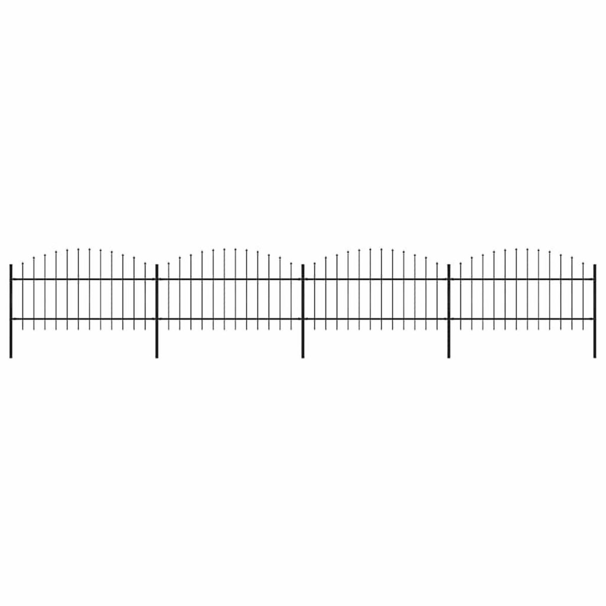 VIDAXL Cloture de jardin avec dessus en forme de lance en acier 714,5 x 125 cm Noir