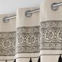 Douceur d'Intérieur Rideau à œillets BISCA - Polycoton uni et top imprimé - 140 x 240 cm - Ecru et noir