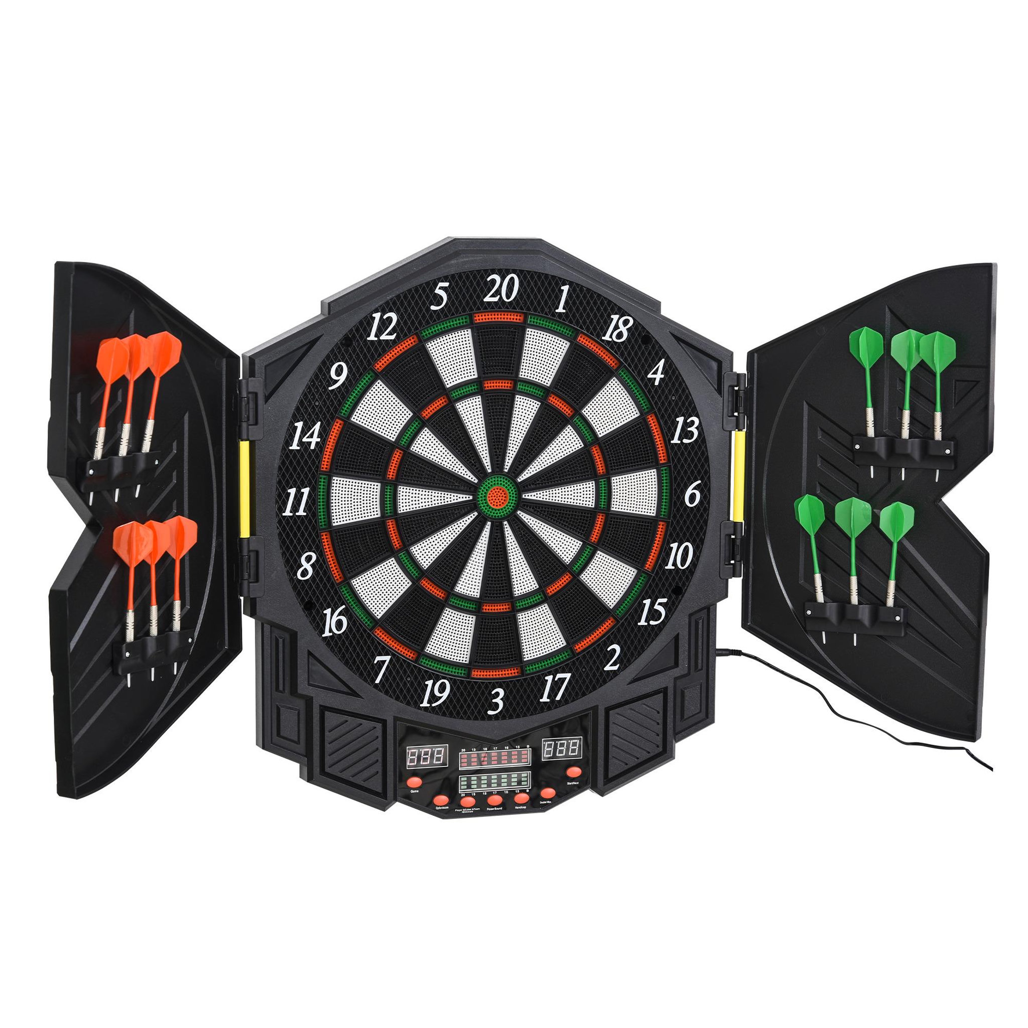 HOMCOM Cible jeu de fléchettes électronique 27 jeux jusqu'à 8 joueurs LED haut-parleur noir