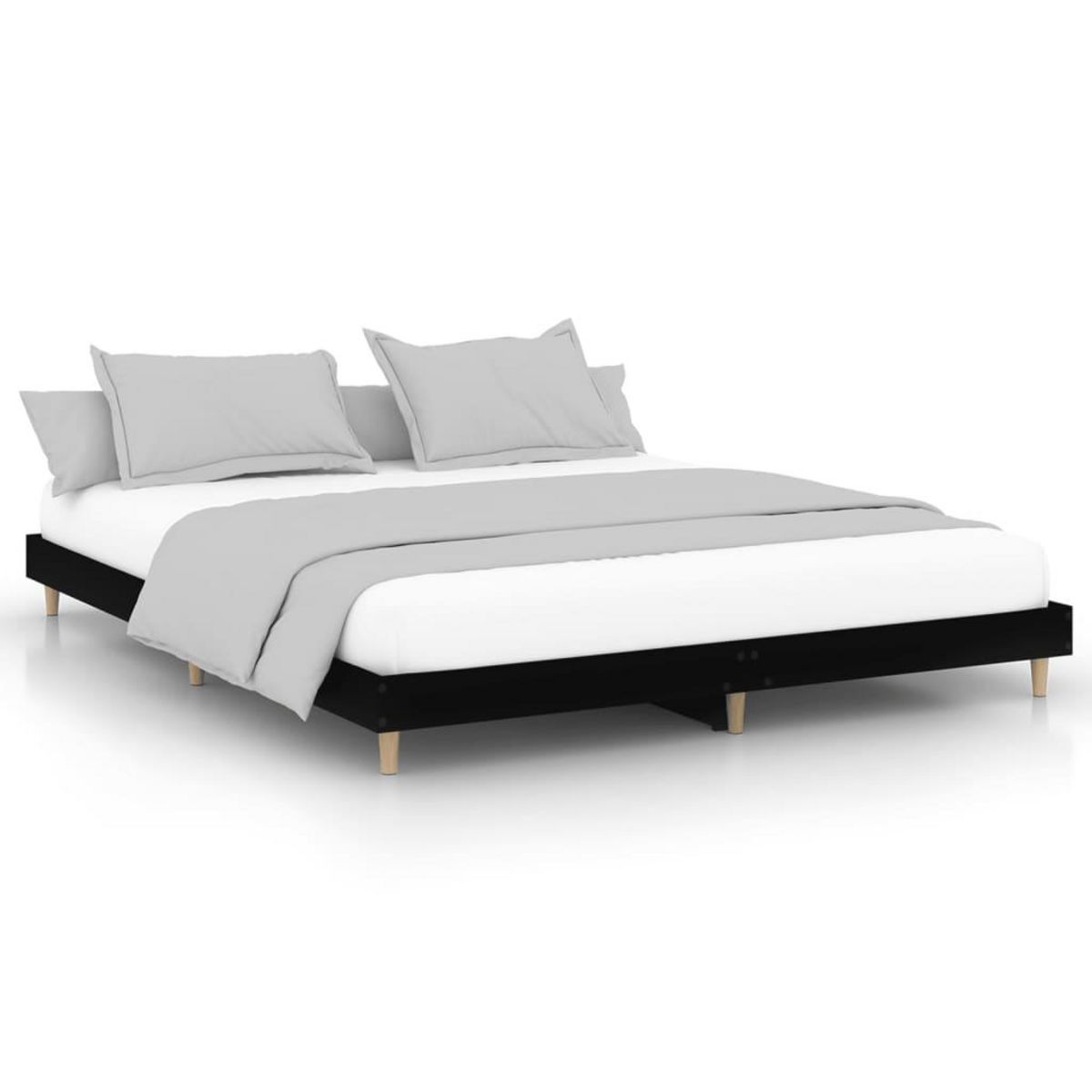 VIDAXL Cadre de lit sans matelas noir 200x200 cm bois d'ingenierie