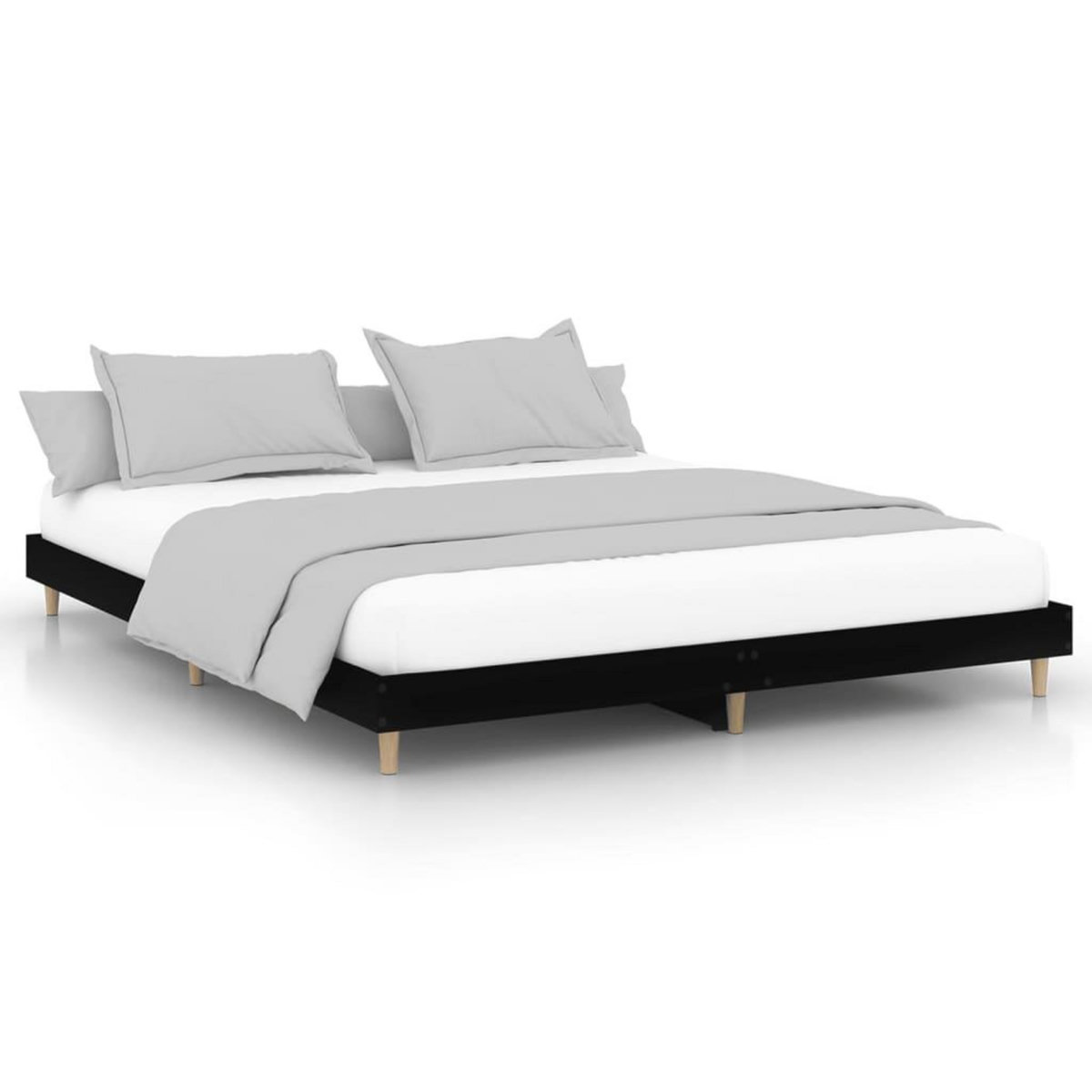 VIDAXL Cadre de lit sans matelas noir 200x200 cm bois d'ingenierie