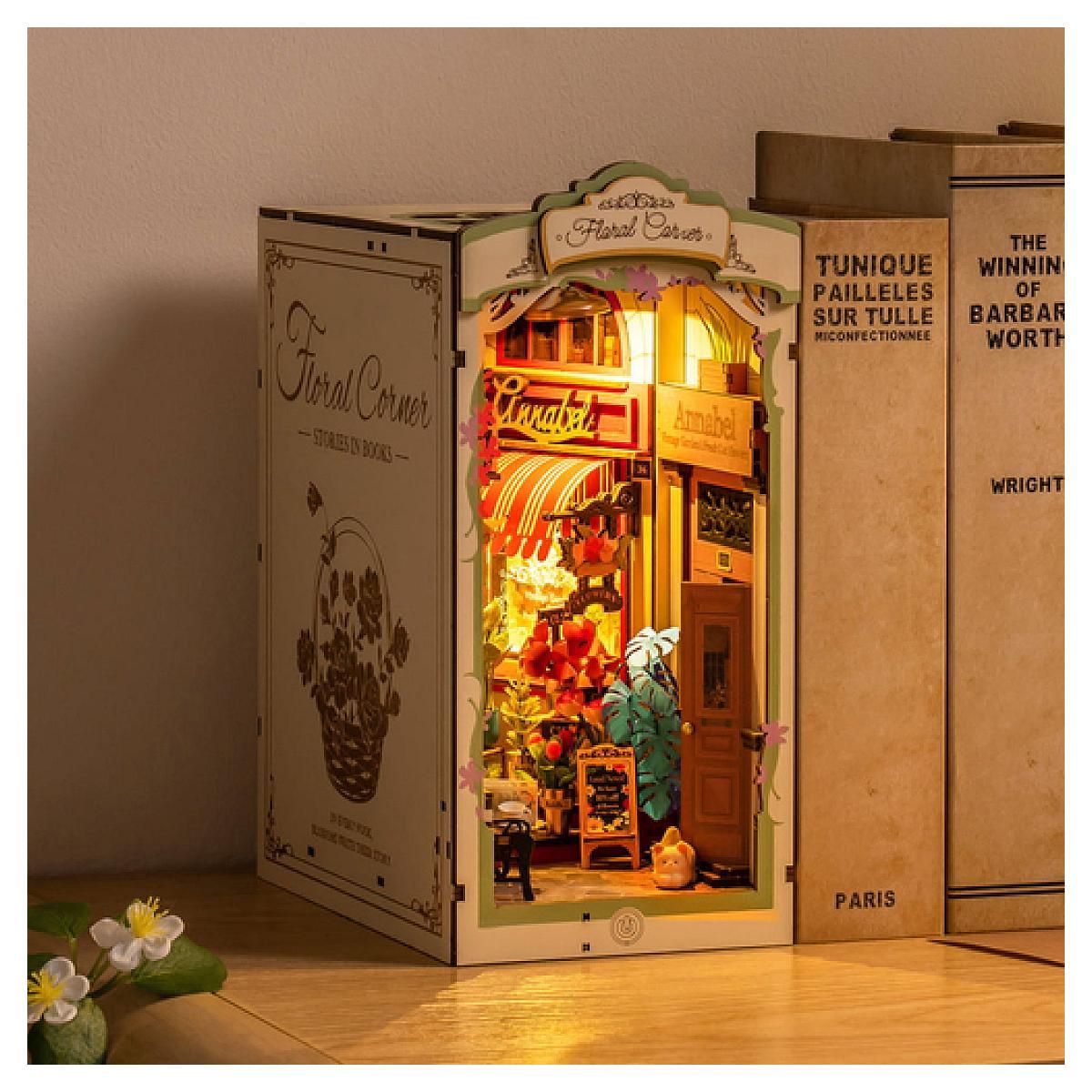 ROBOTIME Serre livre en bois Floral Corner Book Nook