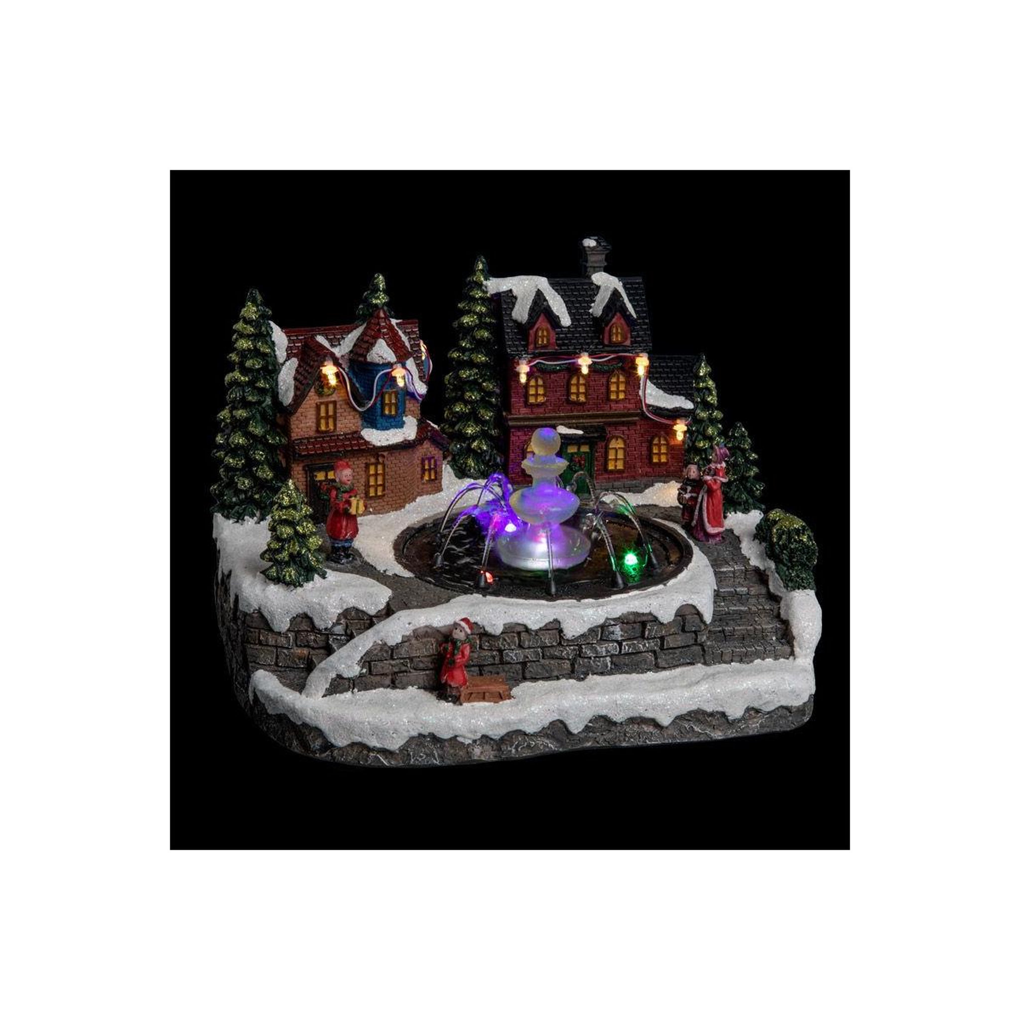 FEERIC LIGHT & CHRISTMAS Village de noël fontaine  ville  26cm multicolore