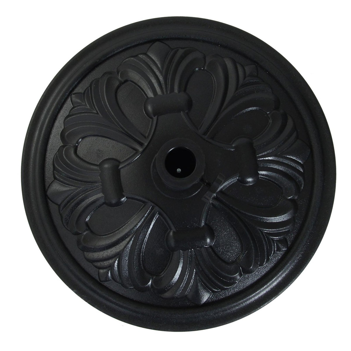 OUTSUNNY Pied de parasol rond base de lestage Ø 48 x 34H cm ciment HDPE motif fleurs de lys poids net 13 Kg