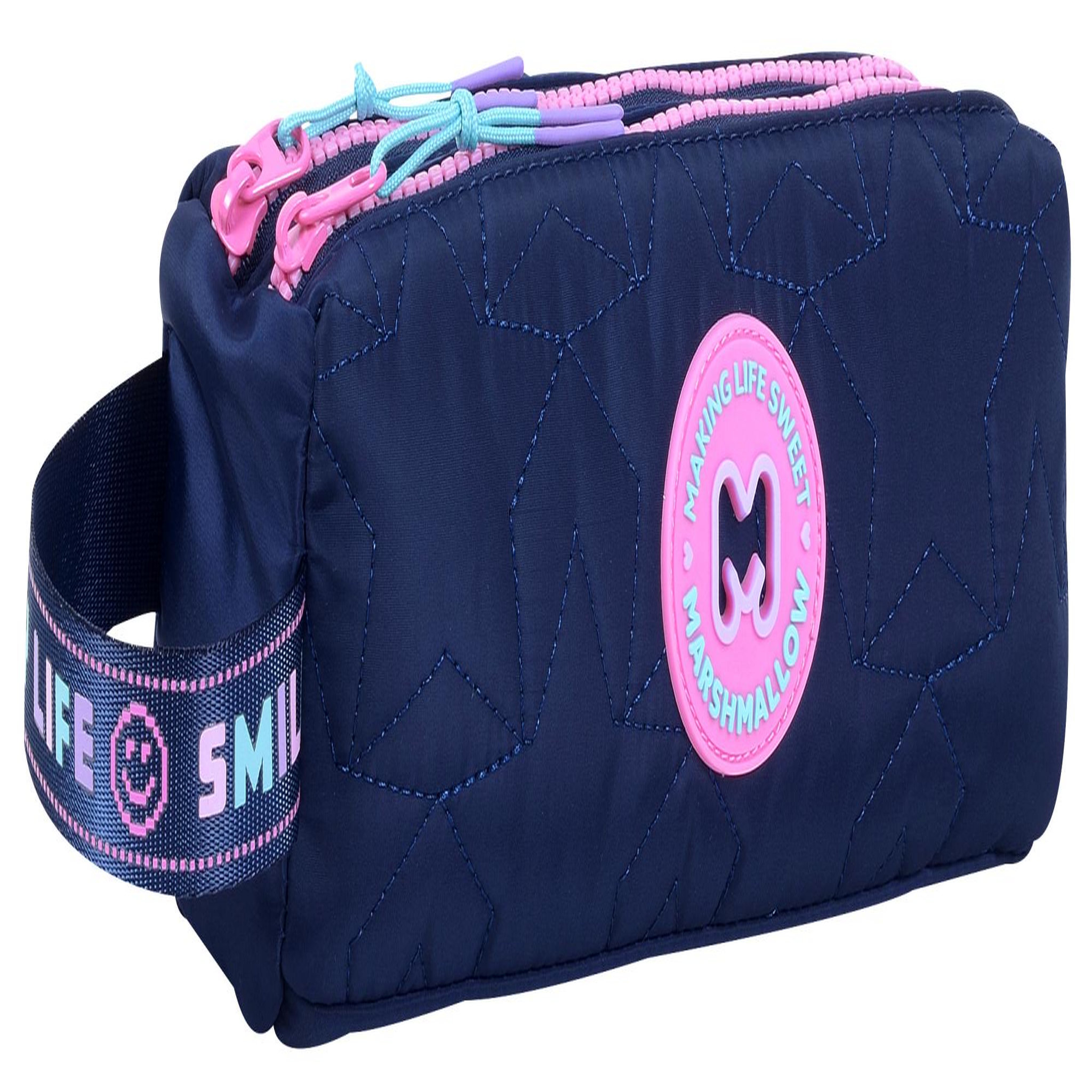 Voir la diapositive 2 : Bagtrotter MARSHMALLOW - Trousse scolaire double compartiment PIXELLY - Bleu nuit - Fille
