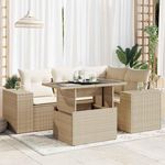 VIDAXL Salon de jardin avec coussins 5 pcs beige resine tressee