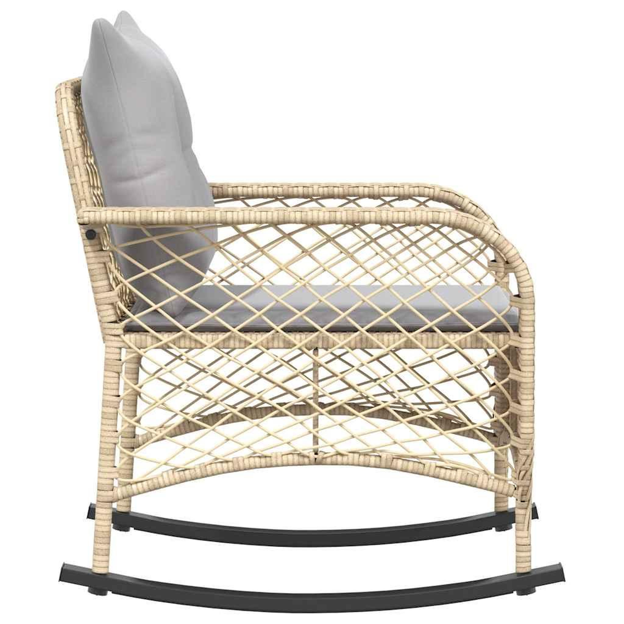 Voir la diapositive 5 : VIDAXL Chaise a bascule de jardin avec coussins beige resine tressee