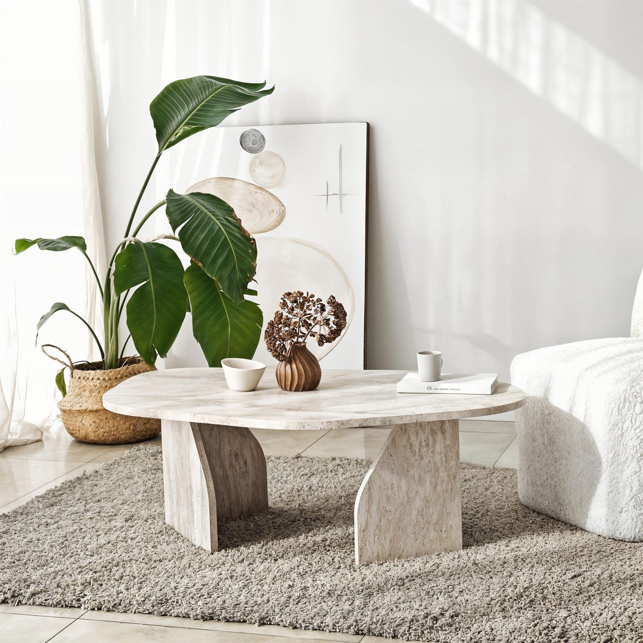 Voir la diapositive 4 : Habitat et Jardin Table basse en bois  rock  100 x 60 x 35 cm - travertin
