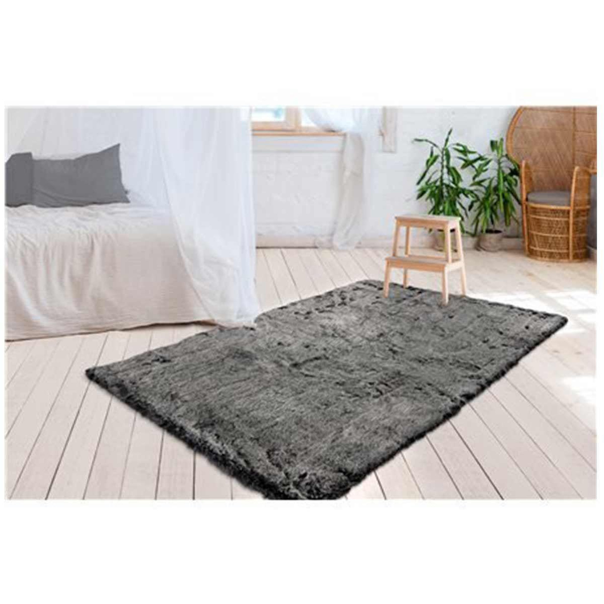 Voir la diapositive 4 : Paris Prix Tapis Imitation Fourrure à Poils Longs  Tender  Anthracite