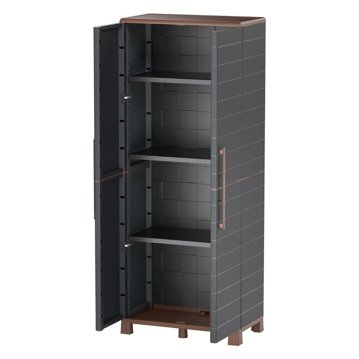 ART PLAST Armoire de rangement Anthracite 2 portes 3 Etagères réglables 68 x 37 x 169cm - Meuble de Garage Atelier Buanderie Artplast