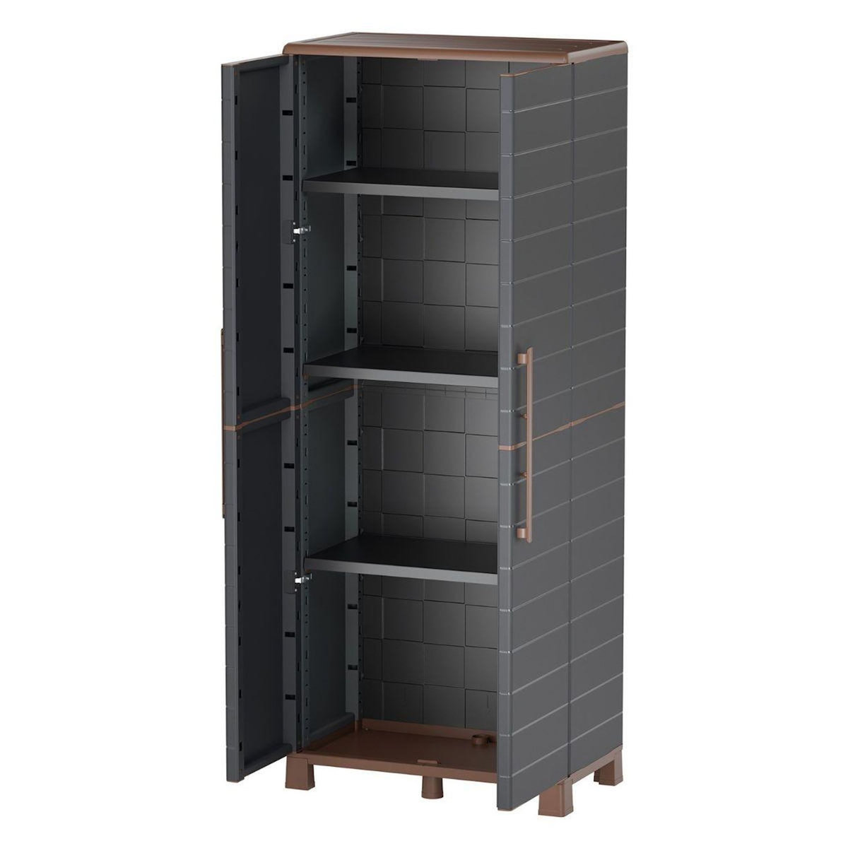 ART PLAST Armoire de rangement Anthracite 2 portes 3 Etagères réglables 68 x 37 x 169cm - Meuble de Garage Atelier Buanderie Artplast