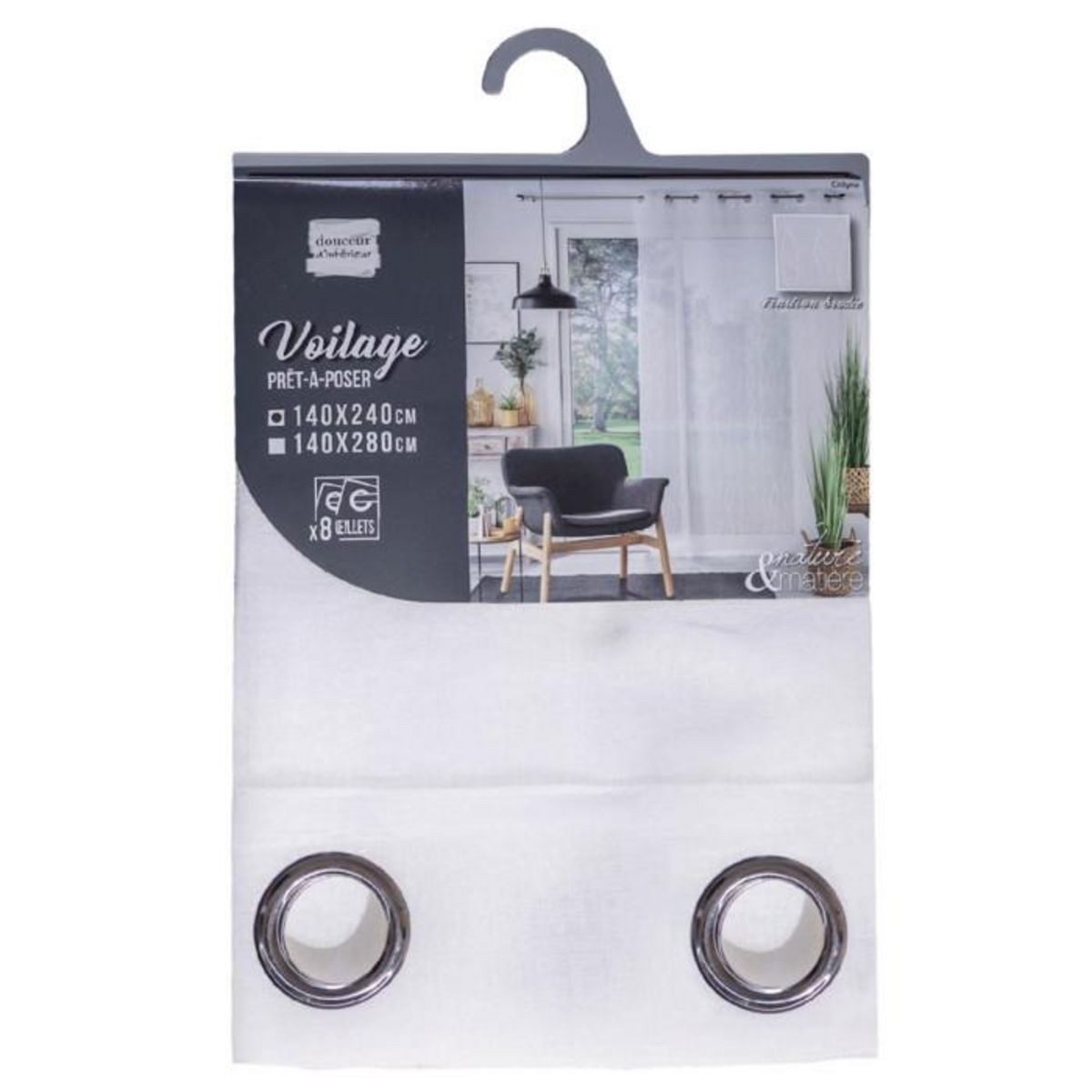 Paris Prix Rideau Voilage à Œillets  Colyne  140x240cm Blanc