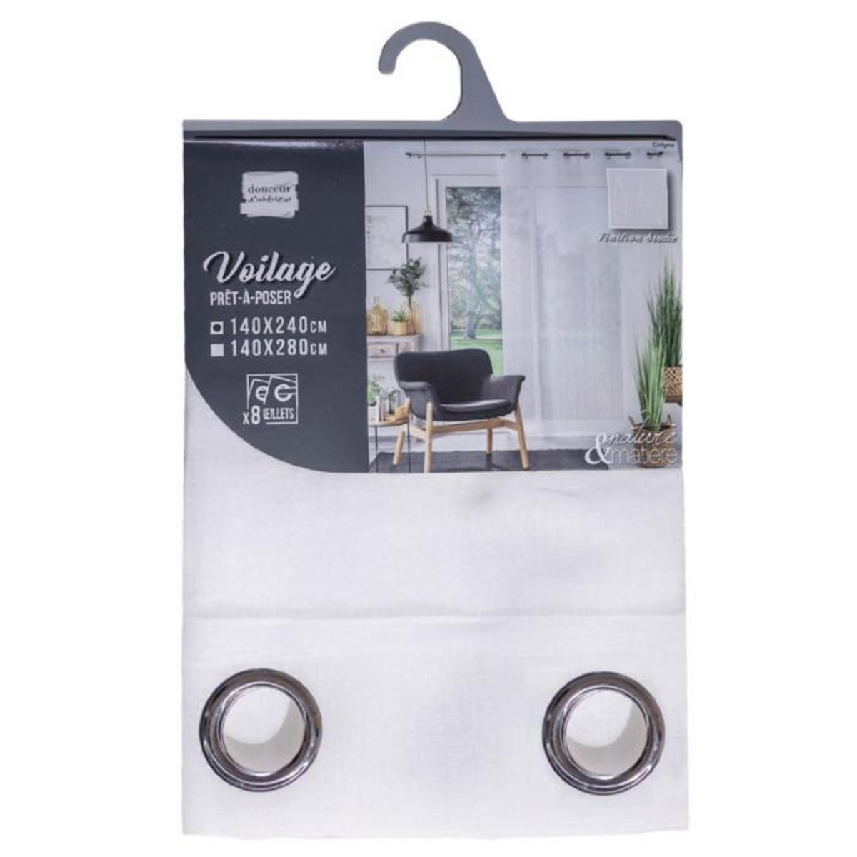 Paris Prix Rideau Voilage à Œillets  Colyne  140x240cm Blanc