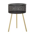Paris Prix Table d'Appoint Avec Rangement  Blacky  50cm Noir & Or