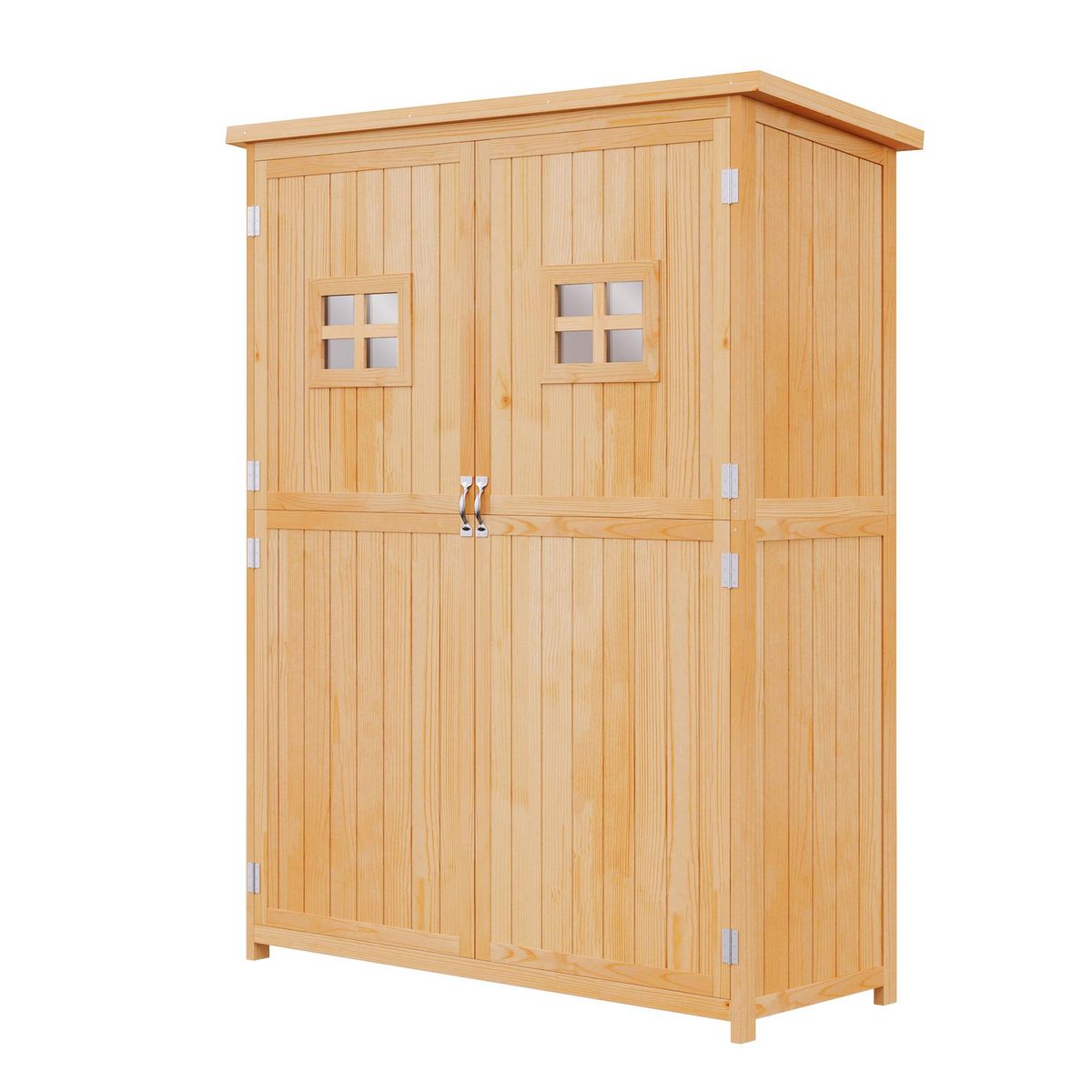 OUTSUNNY Abri de jardin armoire de jardin remise pour outils sur pied dim. 128L x 50l x 164H cm 2 étagères 2 portes 2 fenêtres toit bitumé étanche bois massif sapin pré-huilé